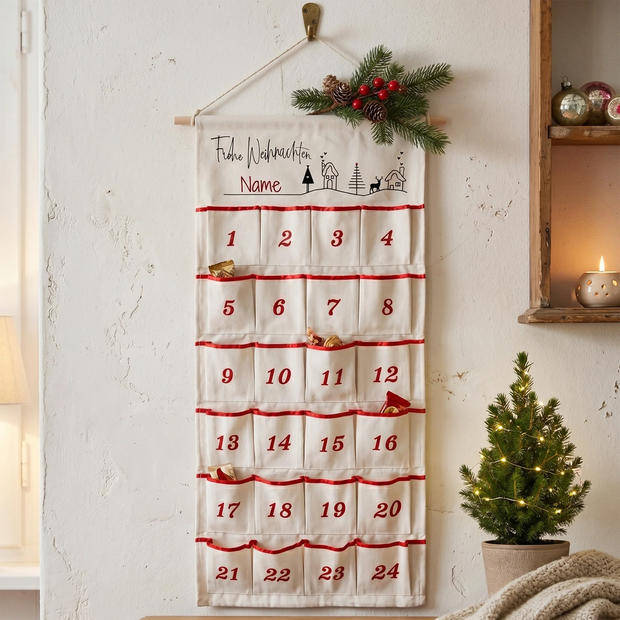 Adventskalender mit personalisierbarem Namen - Vorfreude auf Weihnachten