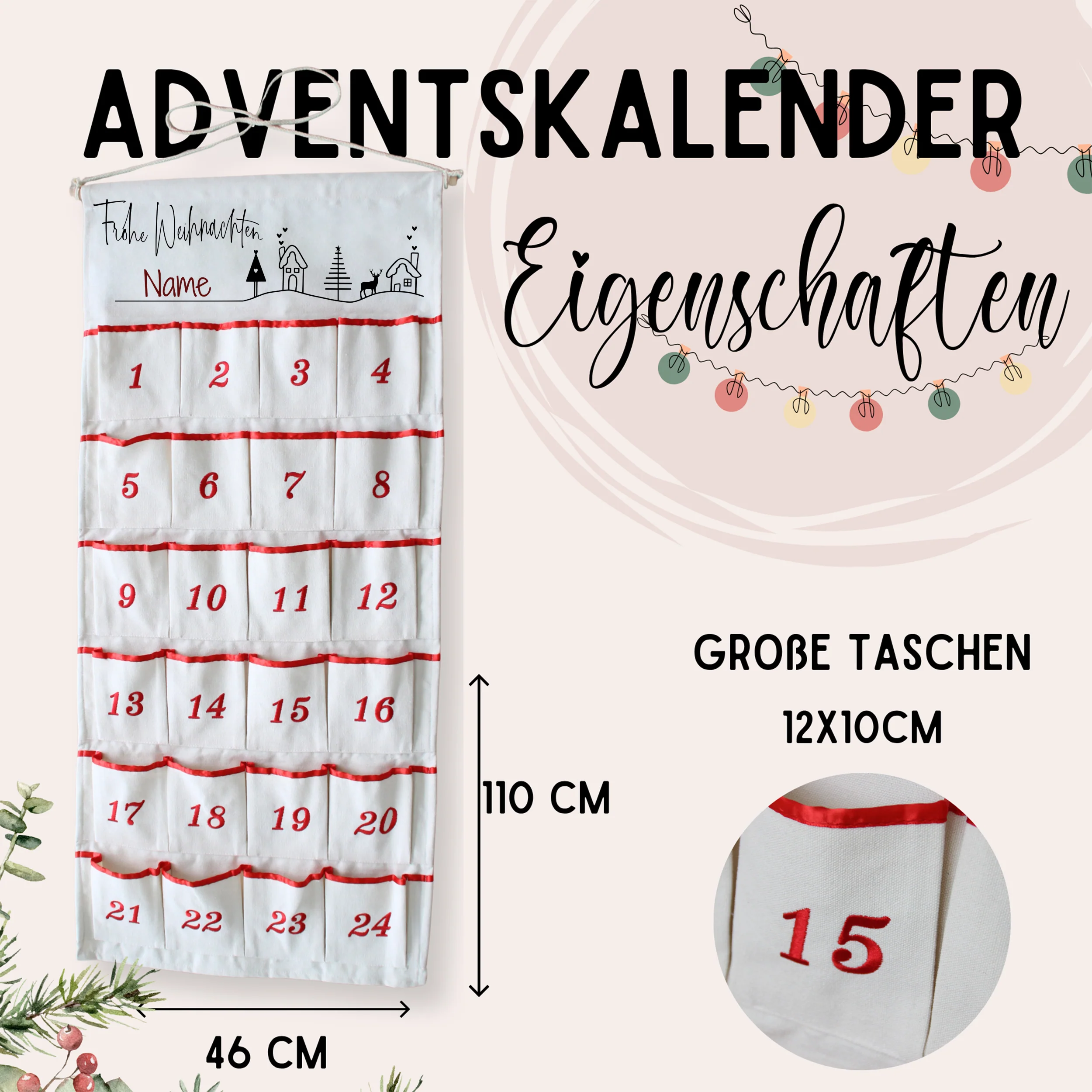 Adventskalender mit personalisierbarem Namen - Vorfreude auf Weihnachten - Image 2
