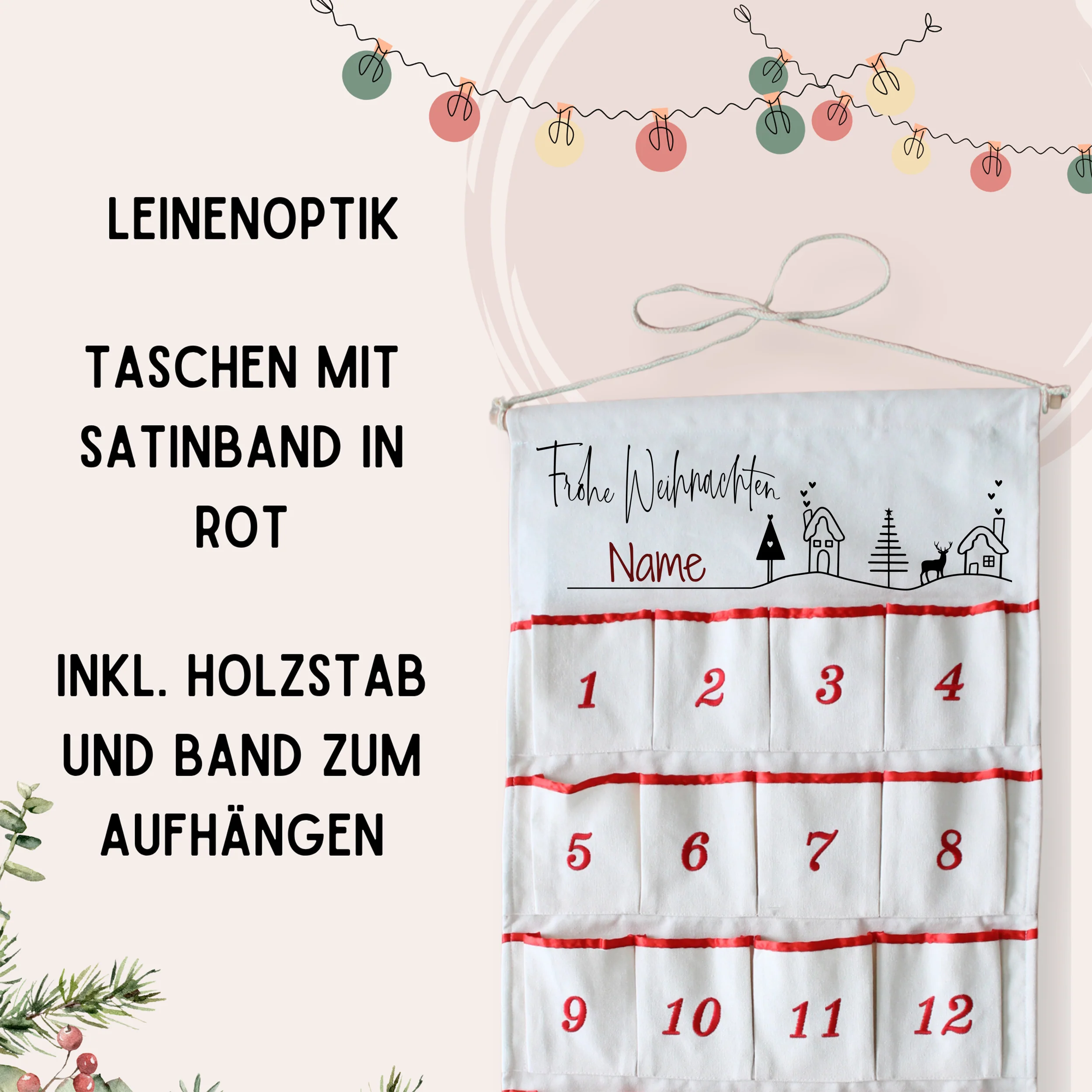 Adventskalender mit personalisierbarem Namen - Vorfreude auf Weihnachten - Image 4