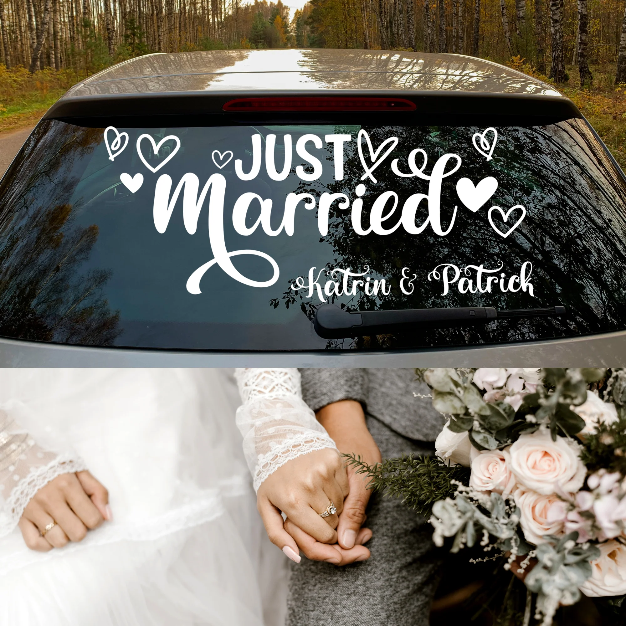 Autoaufkleber Hochzeit
