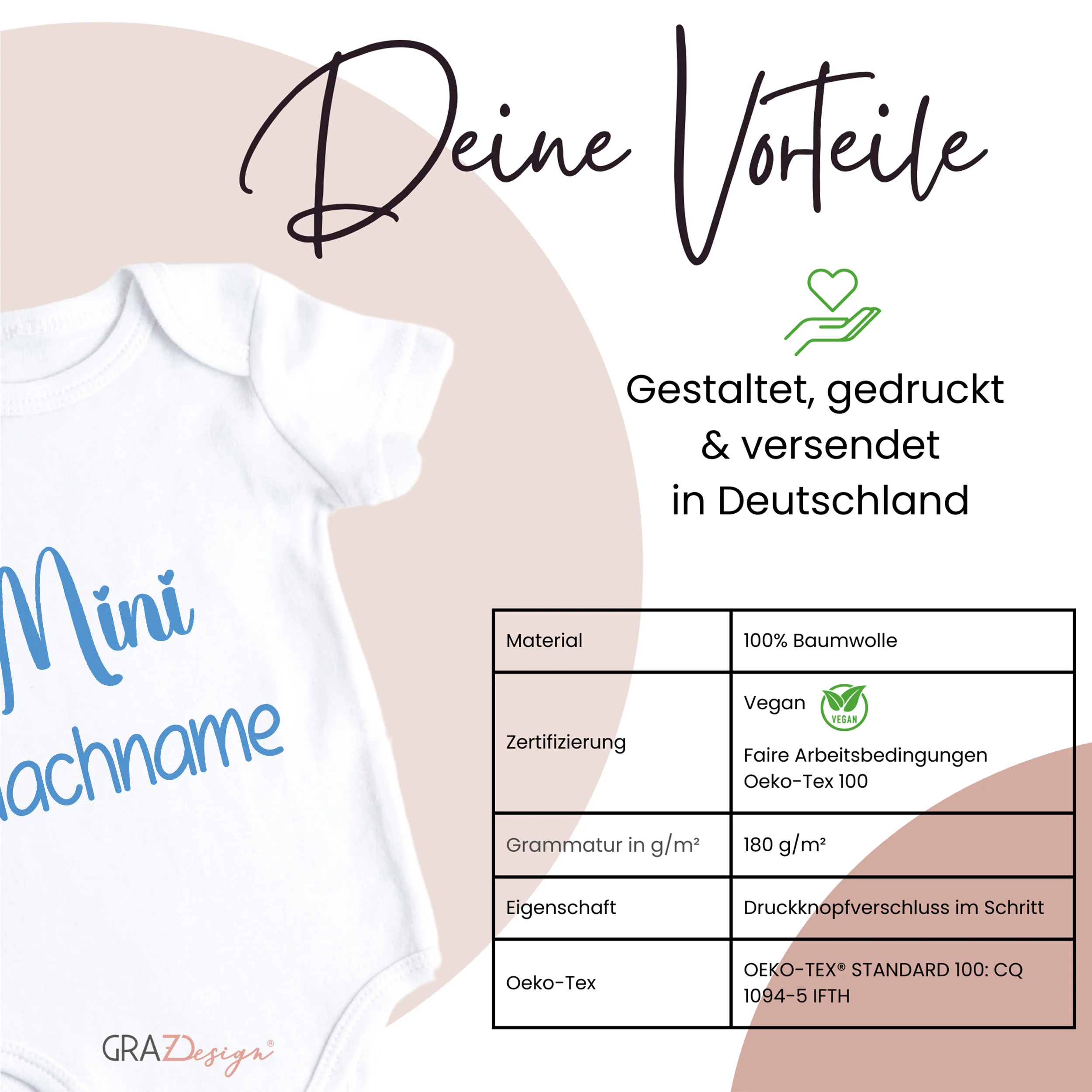Babybody mit mini Nachname in blau - Image 3