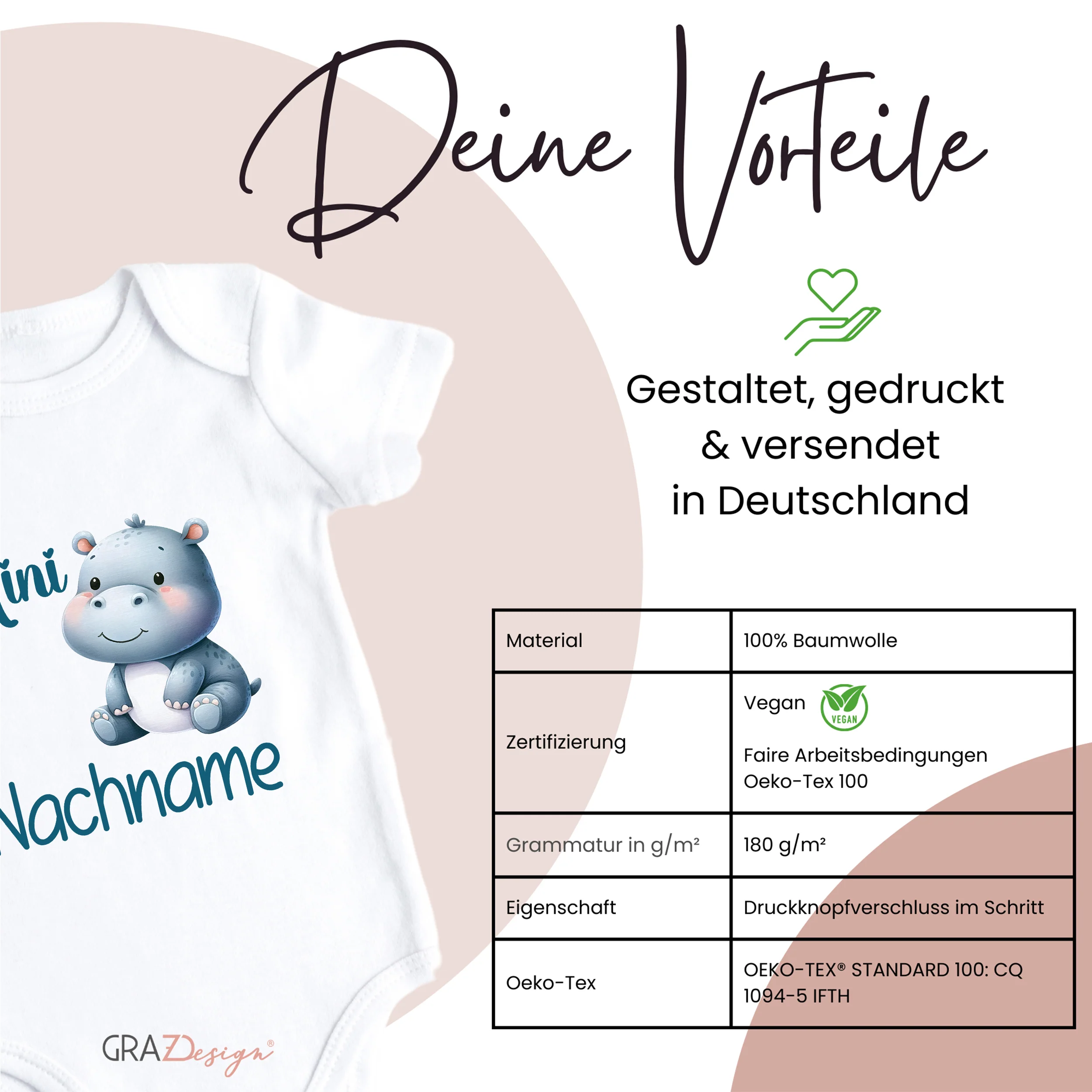 Babybody mit süßem Nilpferd - Image 3