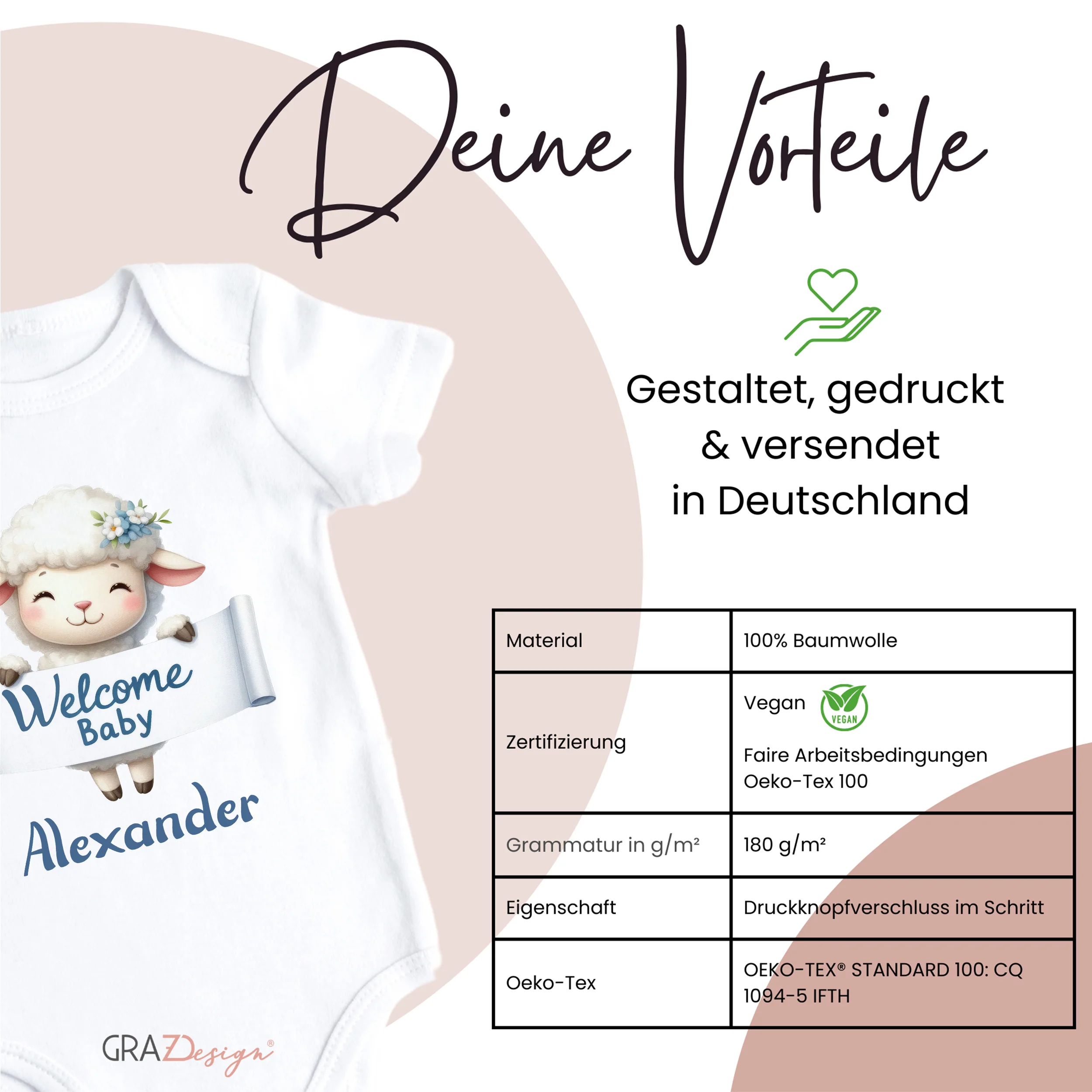 Babybody Schaf - Willkommen in der Welt, kleiner Alexander! - Image 3