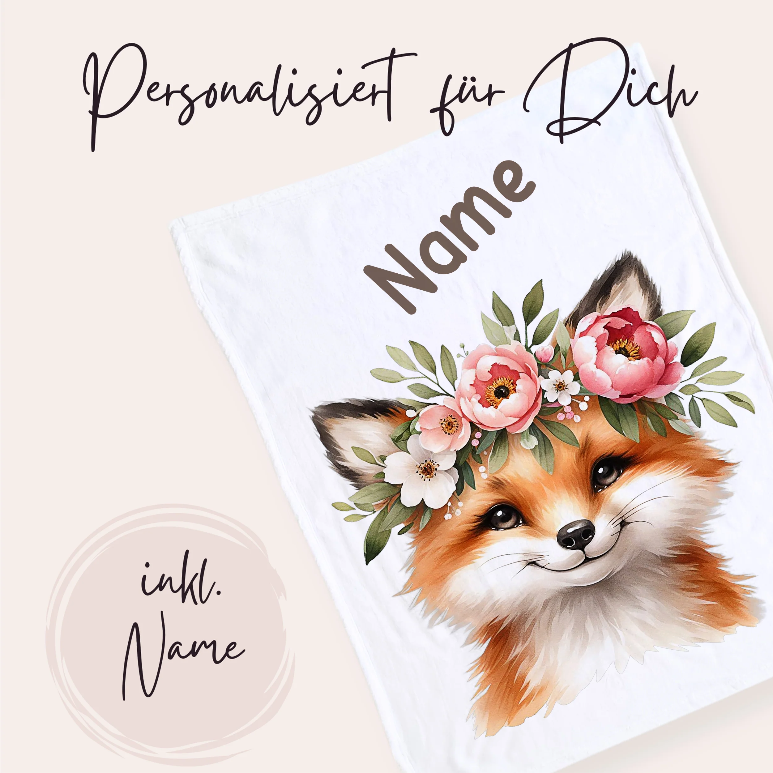 Babydecke Fuchs mit Blumenkranz - Image 2