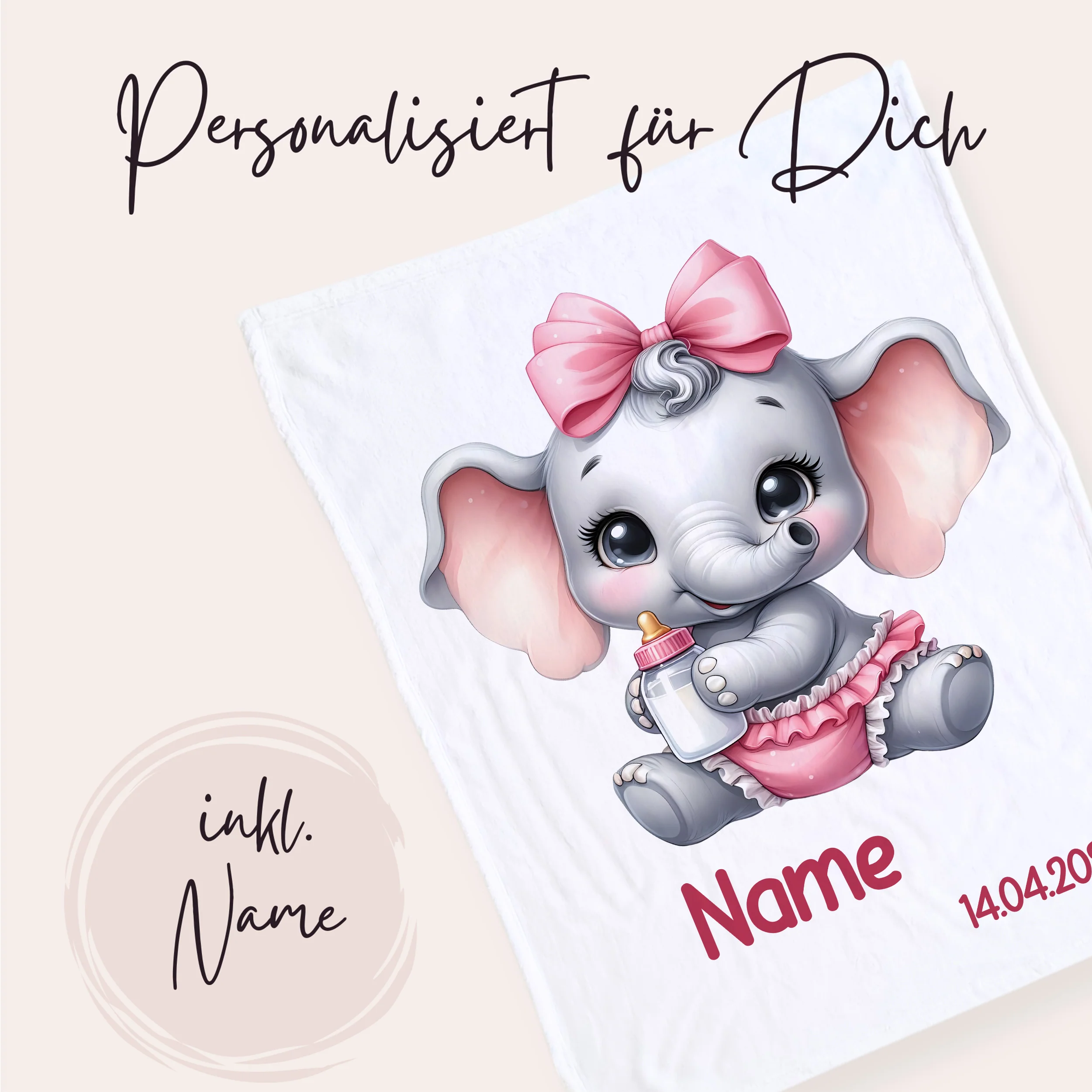 Babydecke mit niedlichem Elefanten Motiv - Image 2