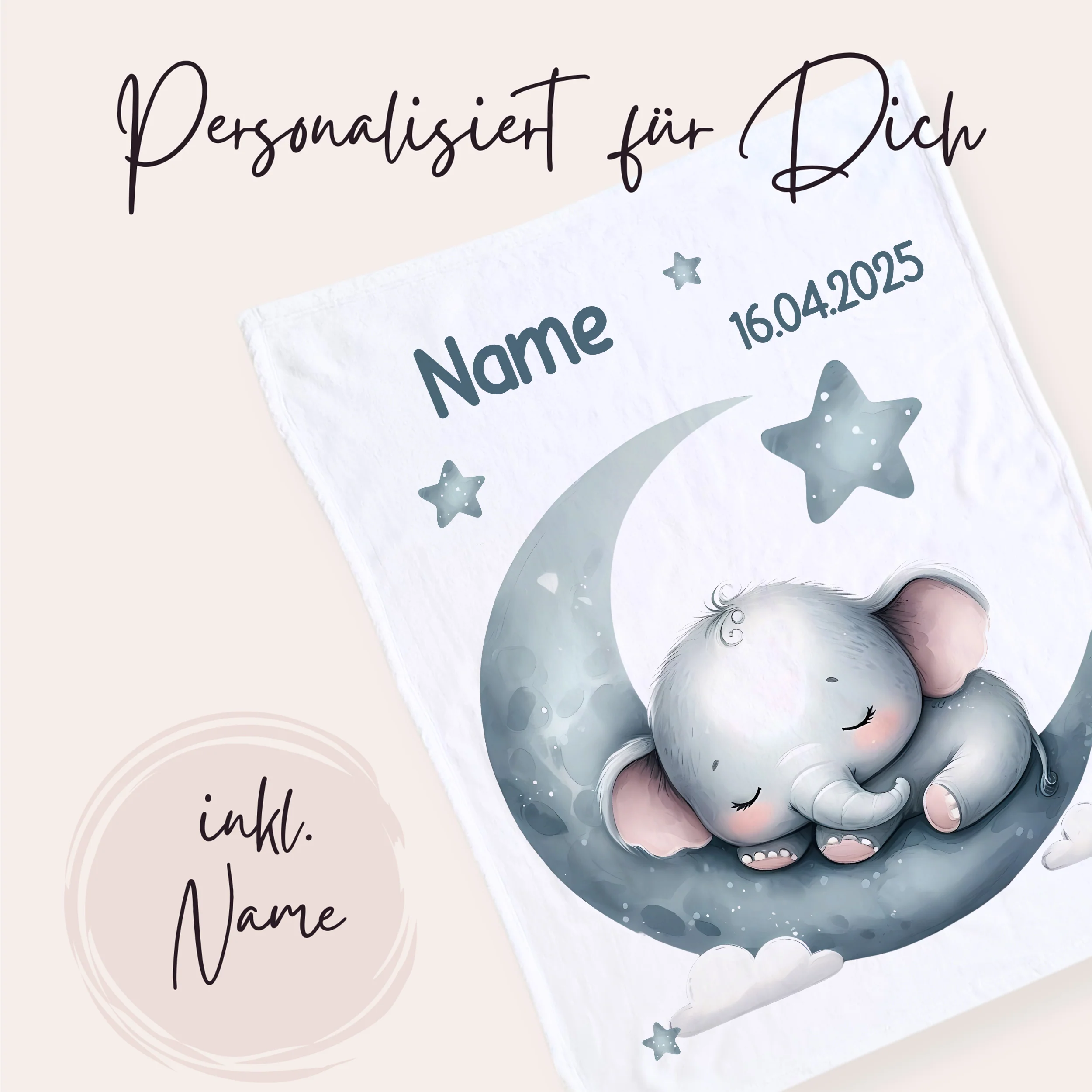 Babydecke mit schlafendem Elefanten - Sanfte Träume für dein Baby - Image 2