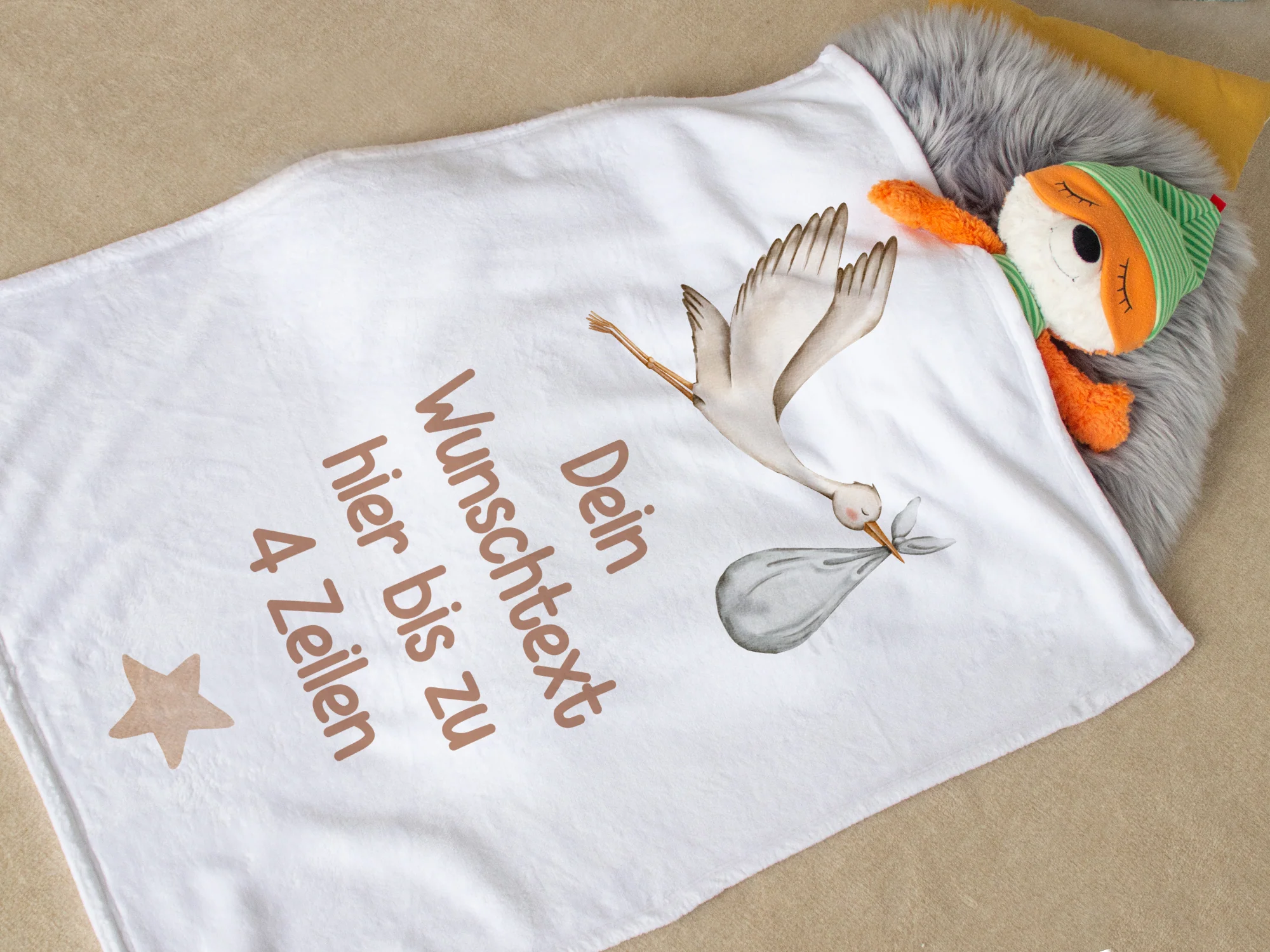 Babydecke mit Storch - Willkommen, kleines Wunder! - Image 2