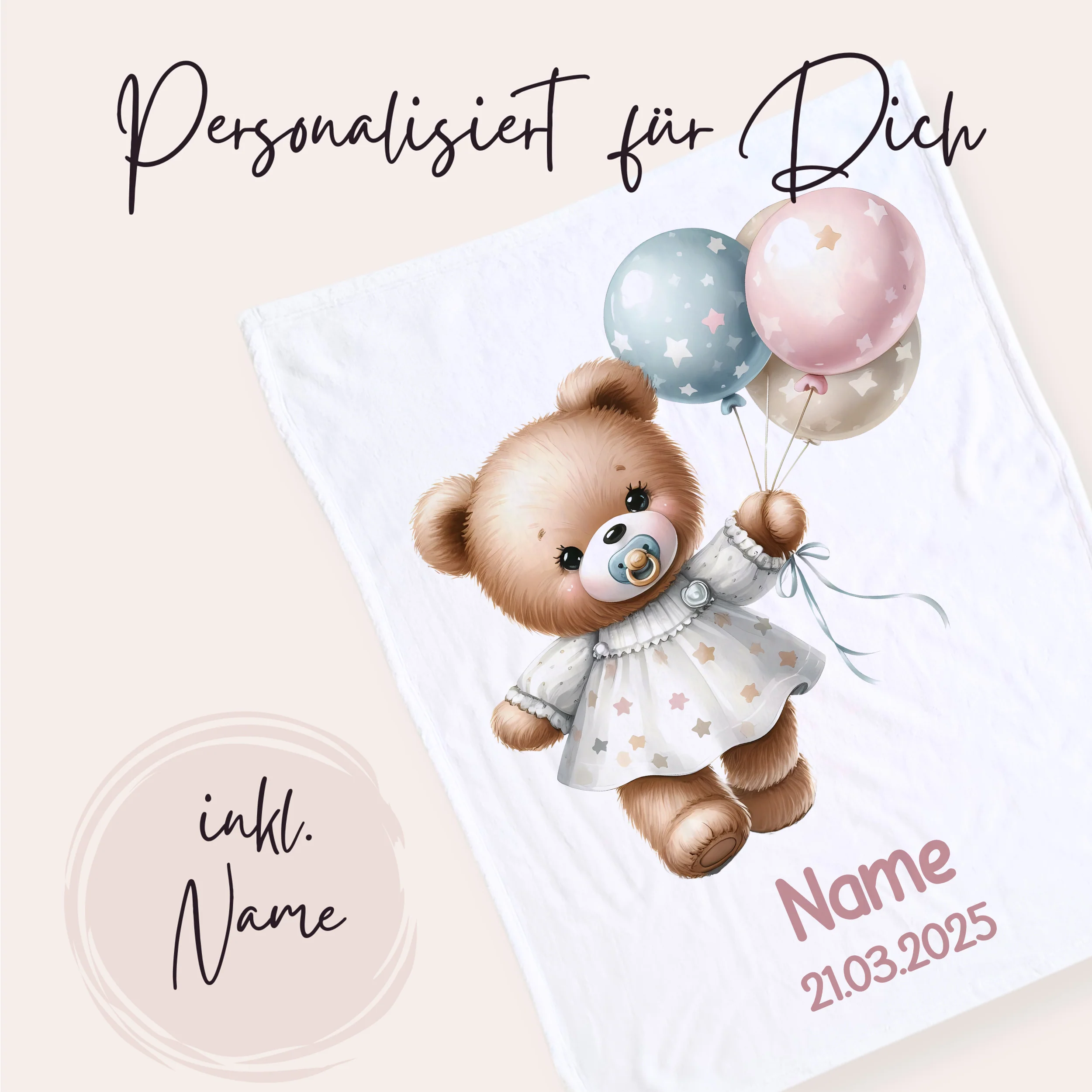 Babydecke mit Teddybär und Ballons - Image 2