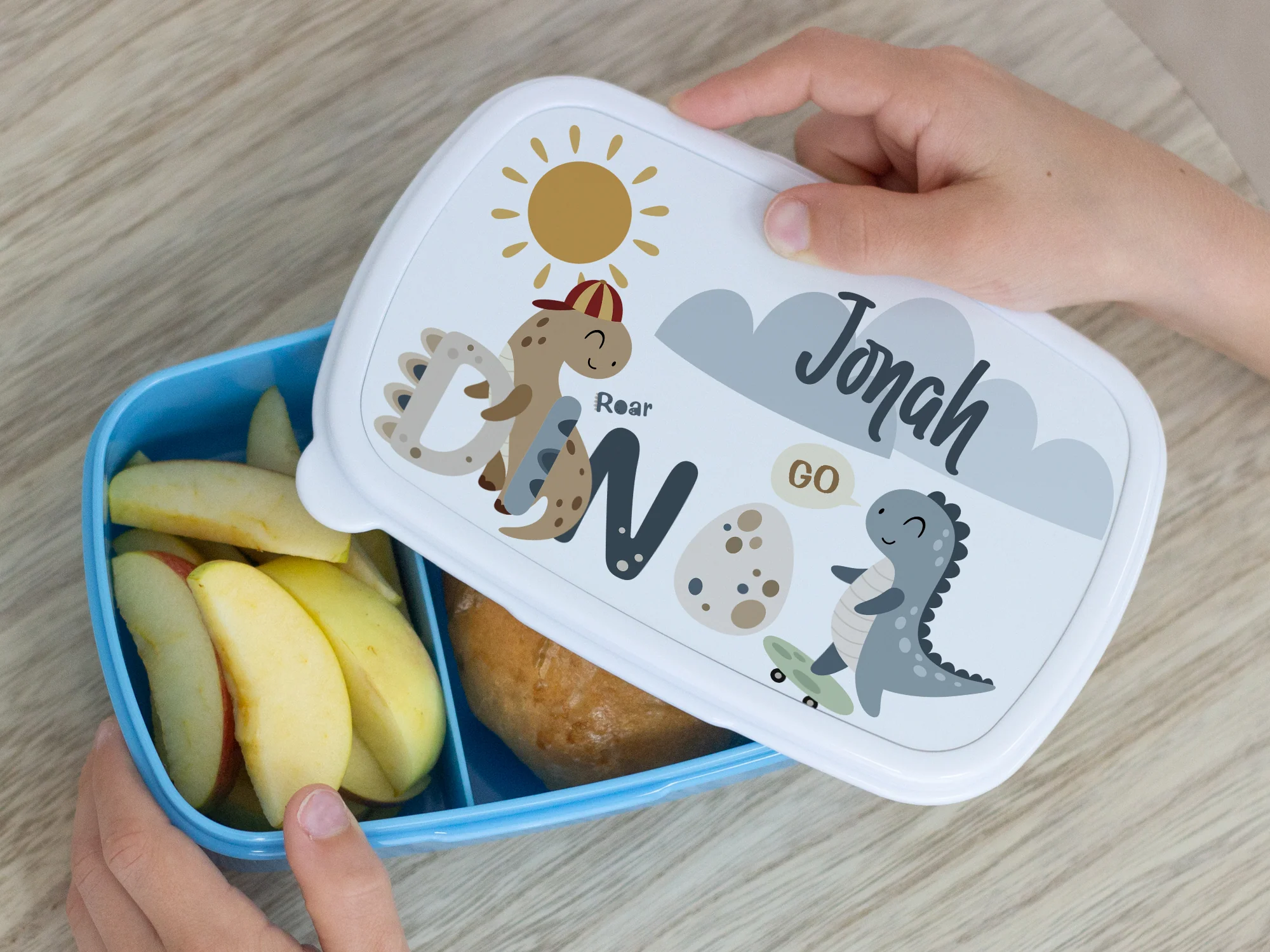 Brotdose blau mit Dinosaurier-Motiv - Image 3