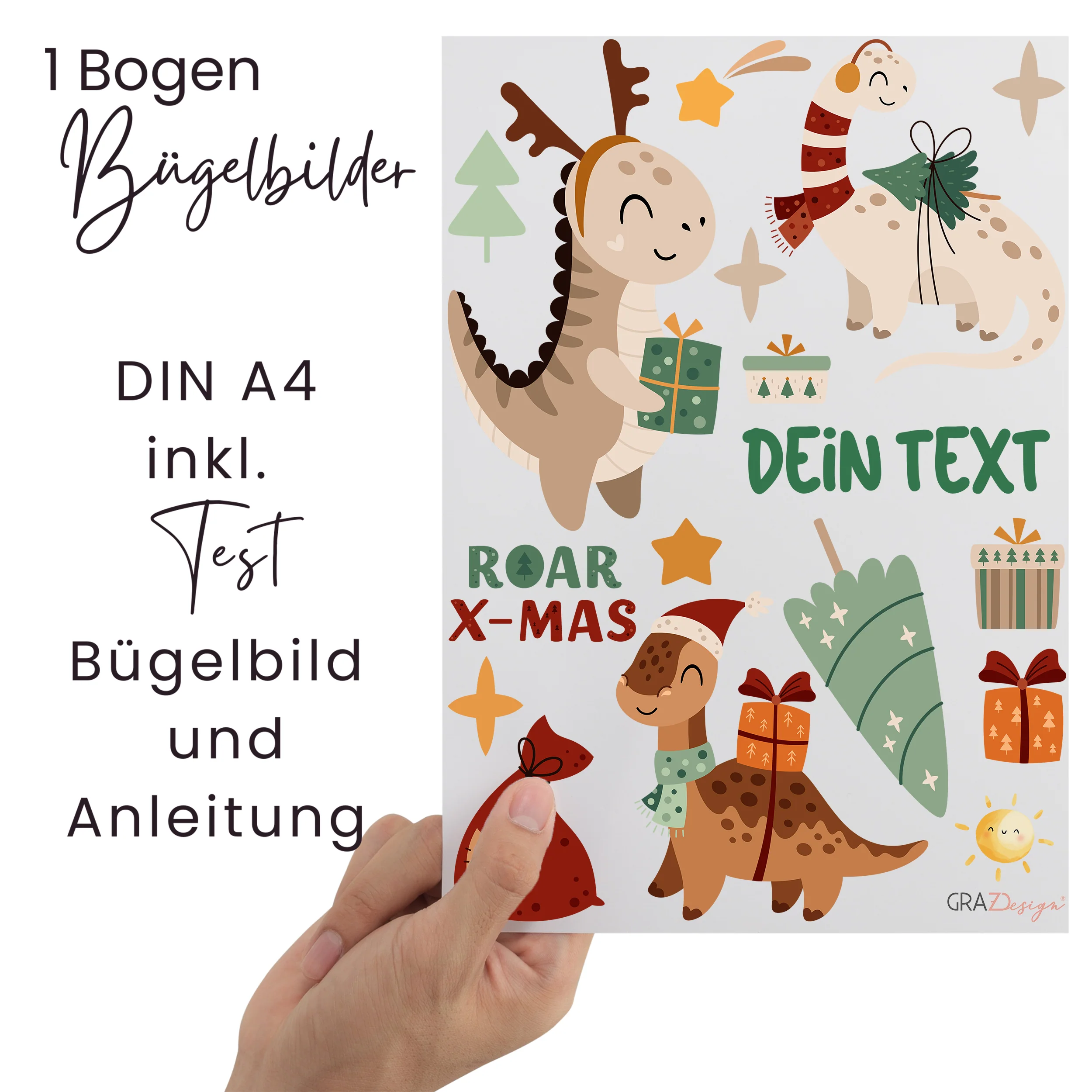 Bügelbild Set Dinosaurier - Fröhliche Weihnachtsgrüße für Kinder - Image 2