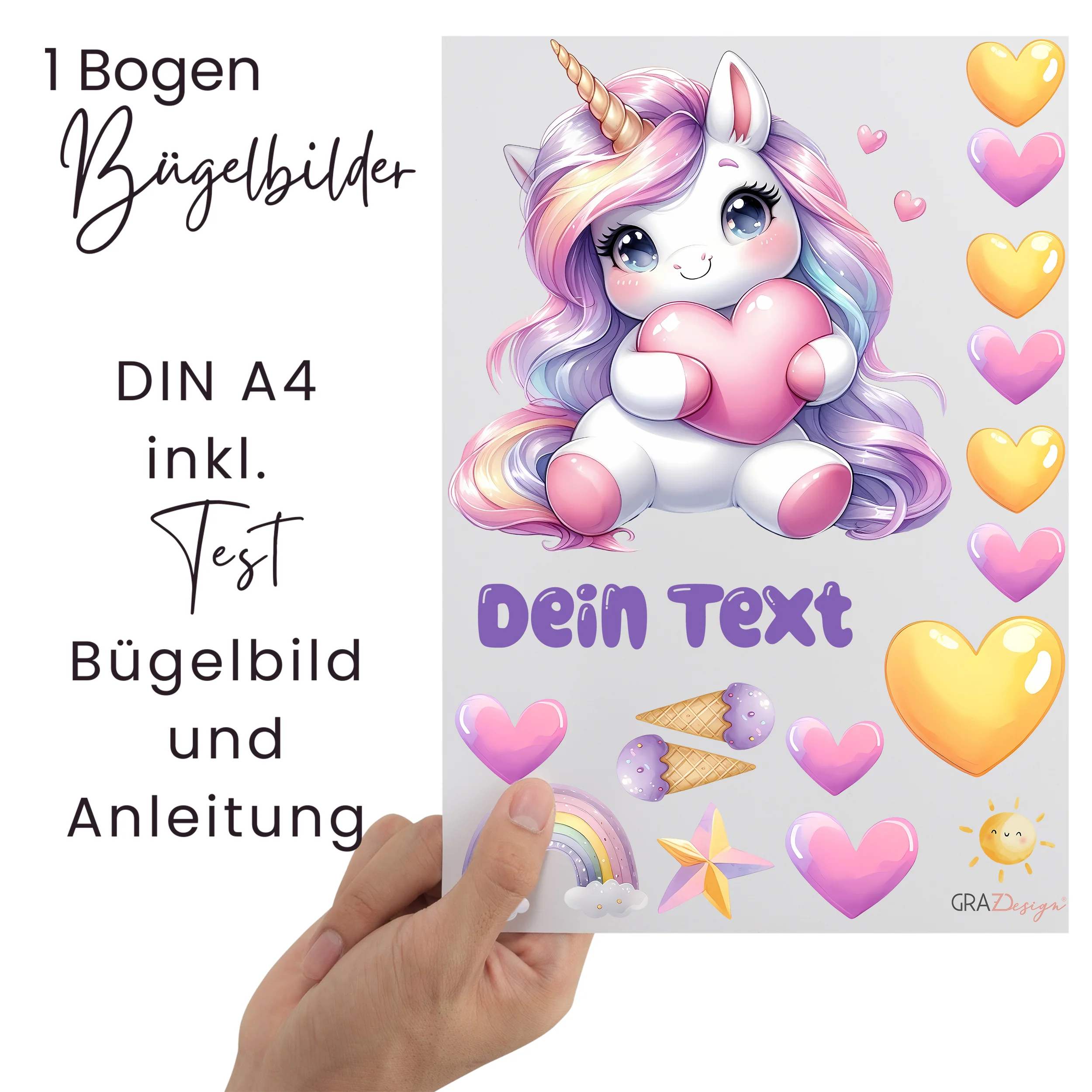 Bügelbild Set Einhorn - Farbige Freude für dein Outfit - Image 2