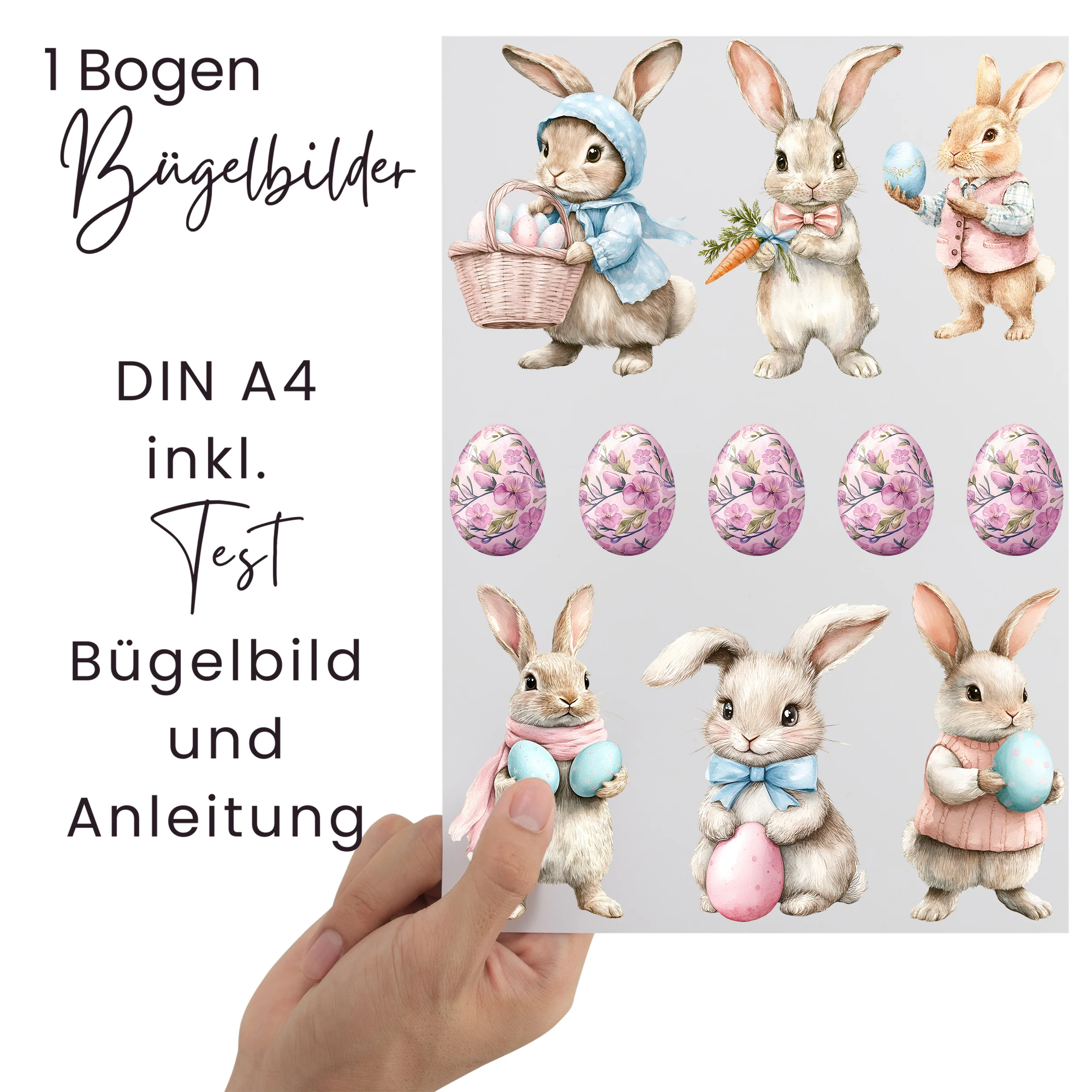 Bügelbild Set Häschen und Ostereier - Fröhliche Osterzeit - Image 3