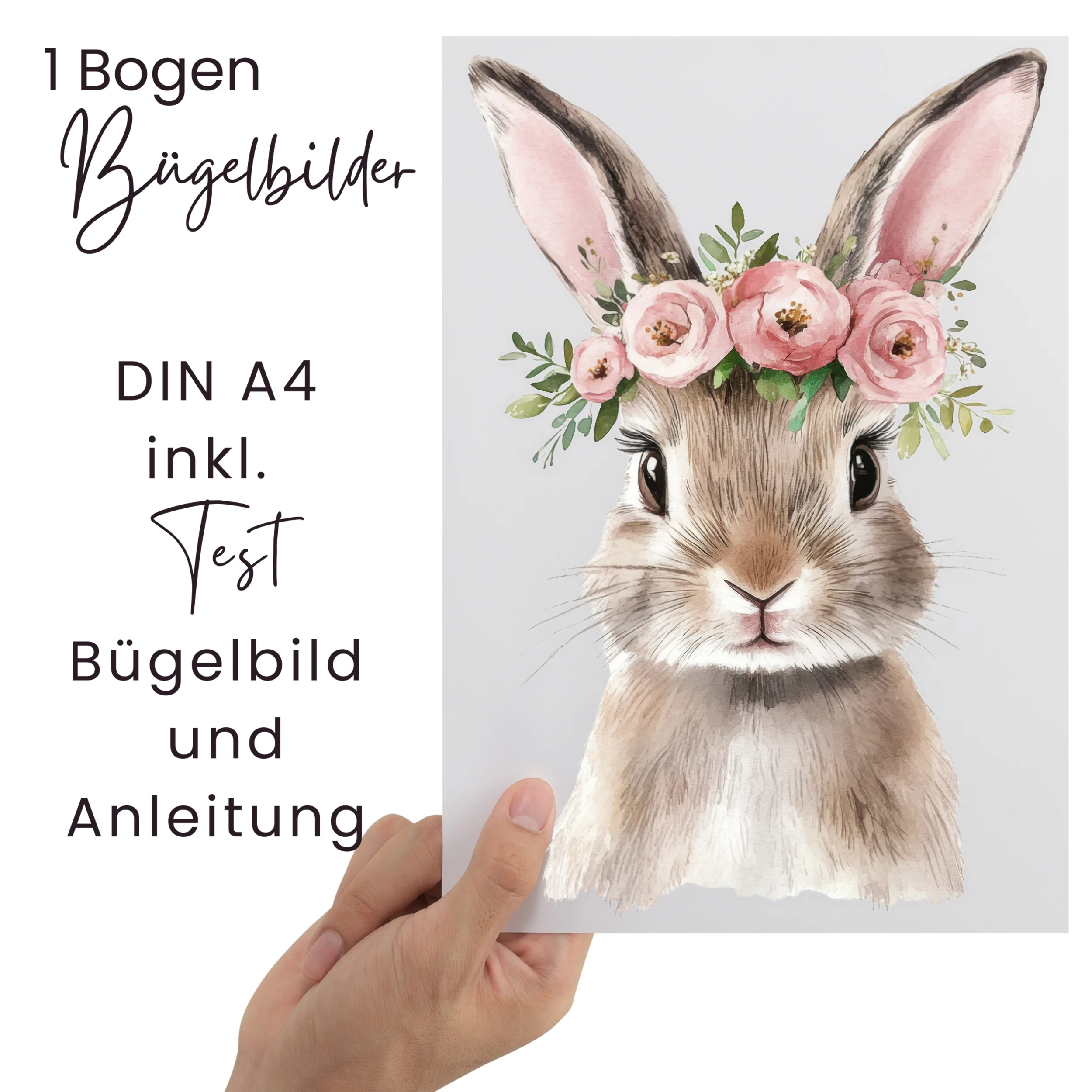 Bügelbild Set Hase mit Blumenkranz - Für fröhliche Bastelstunden - Image 3