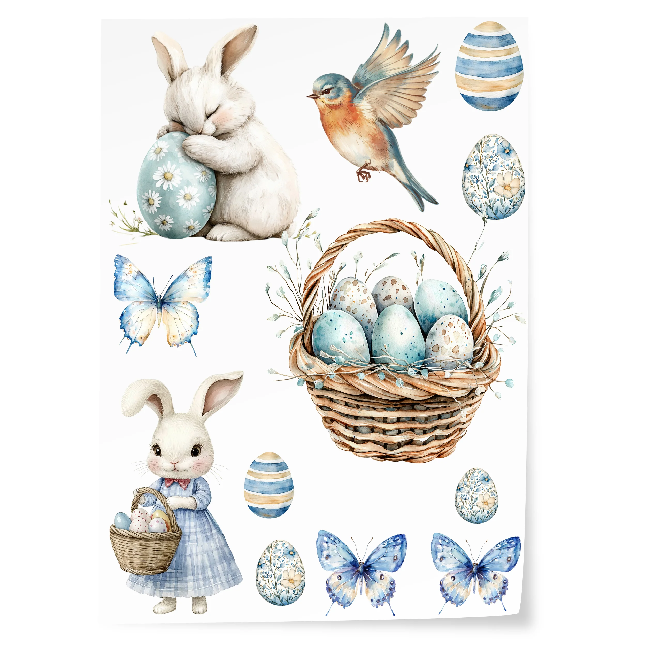 Bügelbild Set Hase und Schmetterlinge