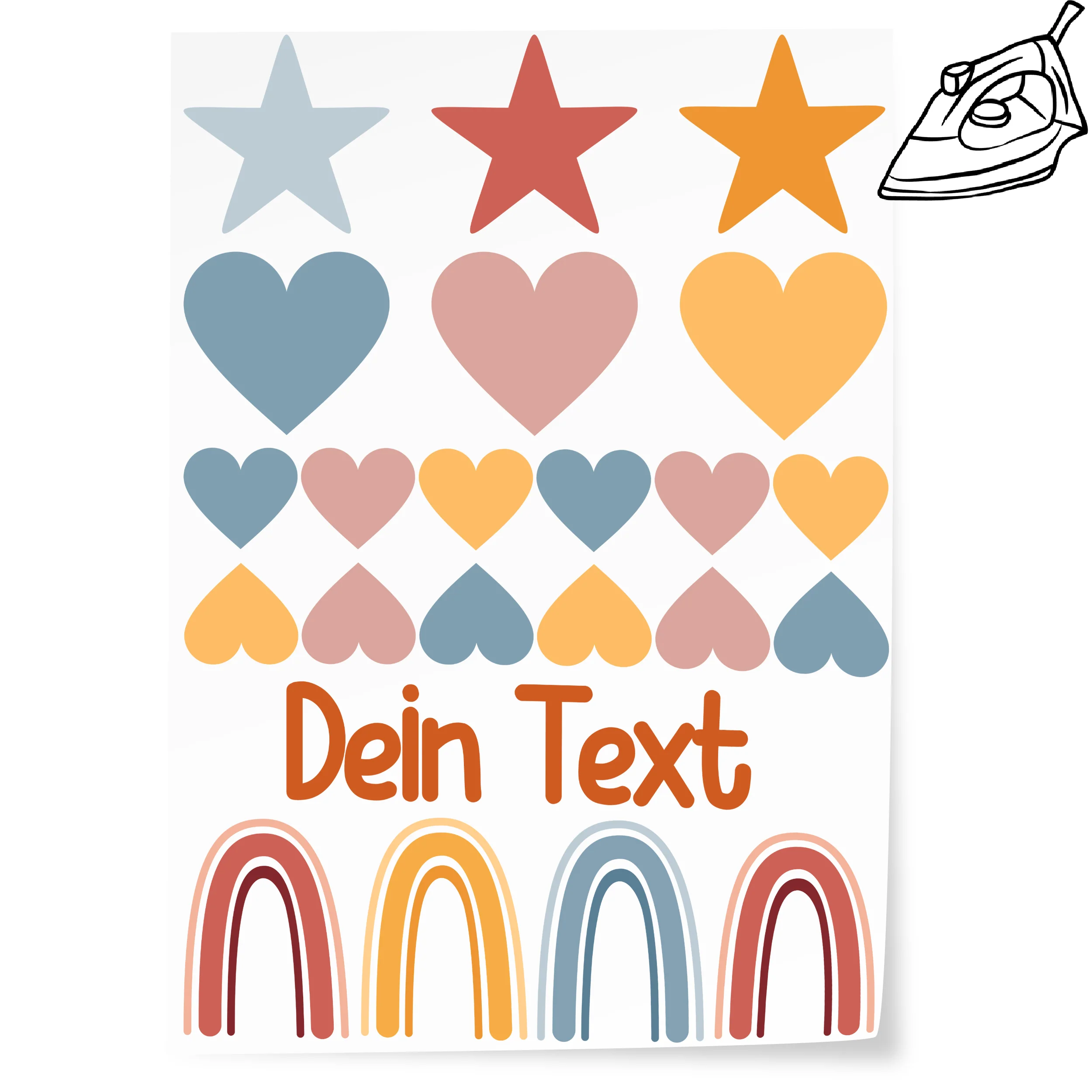 Bügelbild Set mit Herzen und Regenbogen - Kreative Gestaltung für dein Projekt