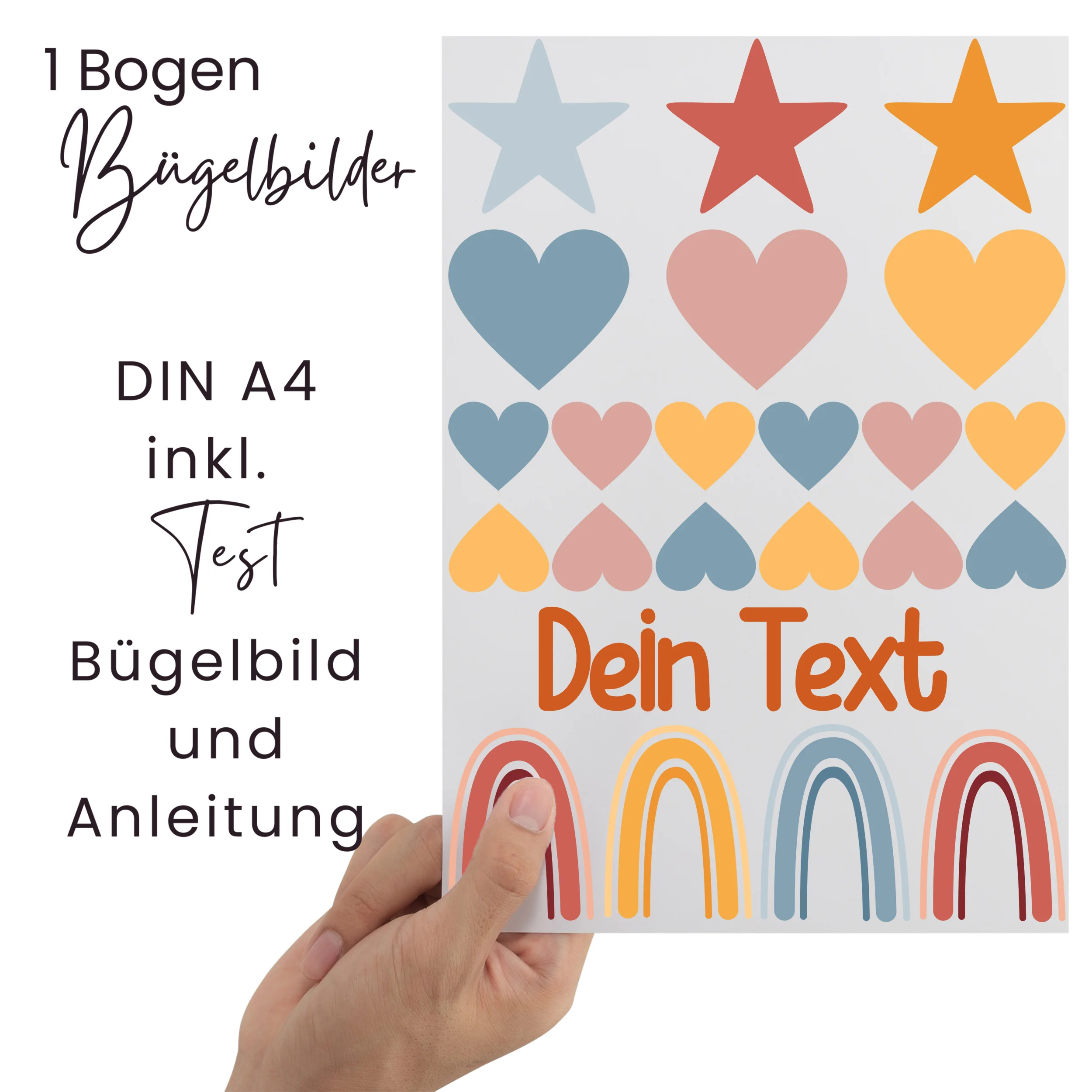 Bügelbild Set mit Herzen und Regenbogen - Kreative Gestaltung für dein Projekt - Image 2