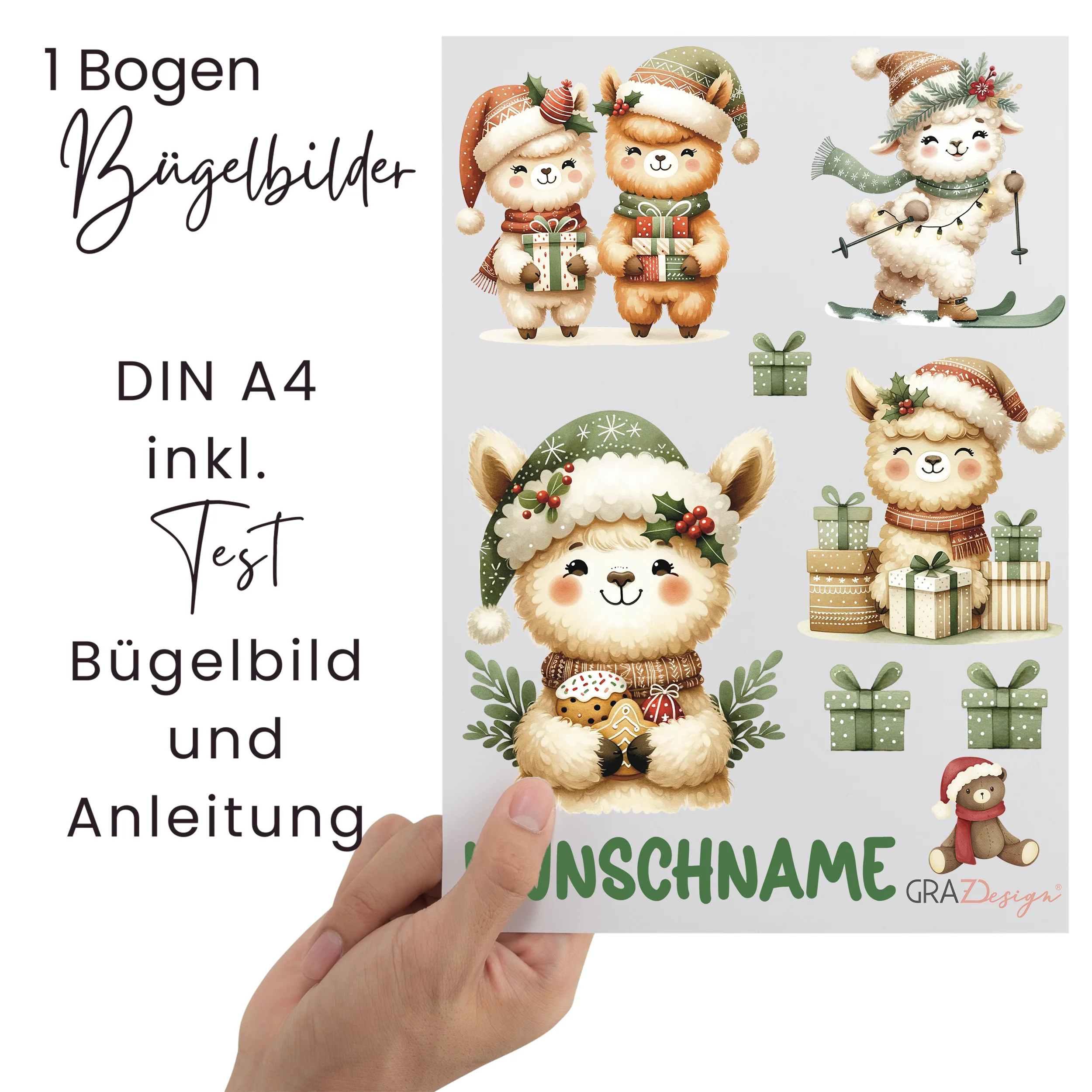Bügelbild Set mit niedlichen Alpakas - Weihnachtsfreude für Groß und Klein - Image 2