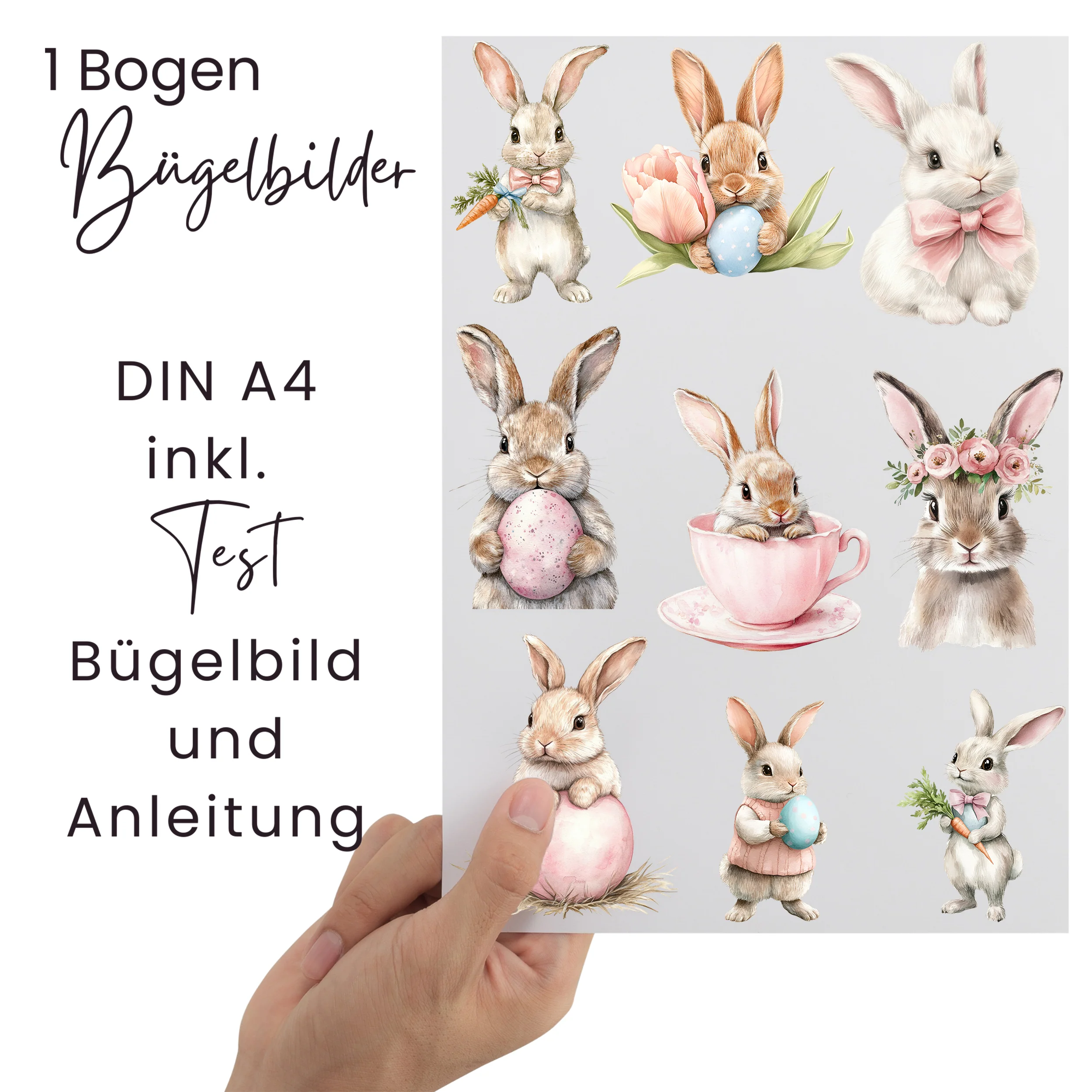 Bügelbild Set mit niedlichen Hasen - Fröhliche Ostern gestalten - Image 3