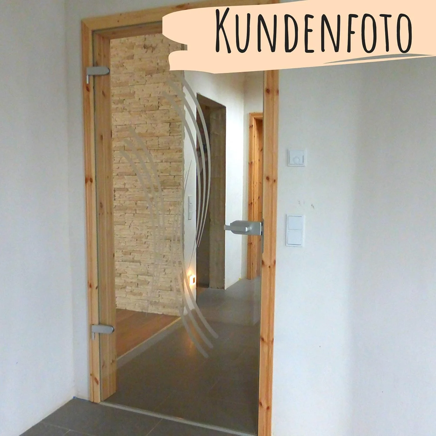 Duschkabine Aufkleber Geschwungene Retro - Streifen - Image 6