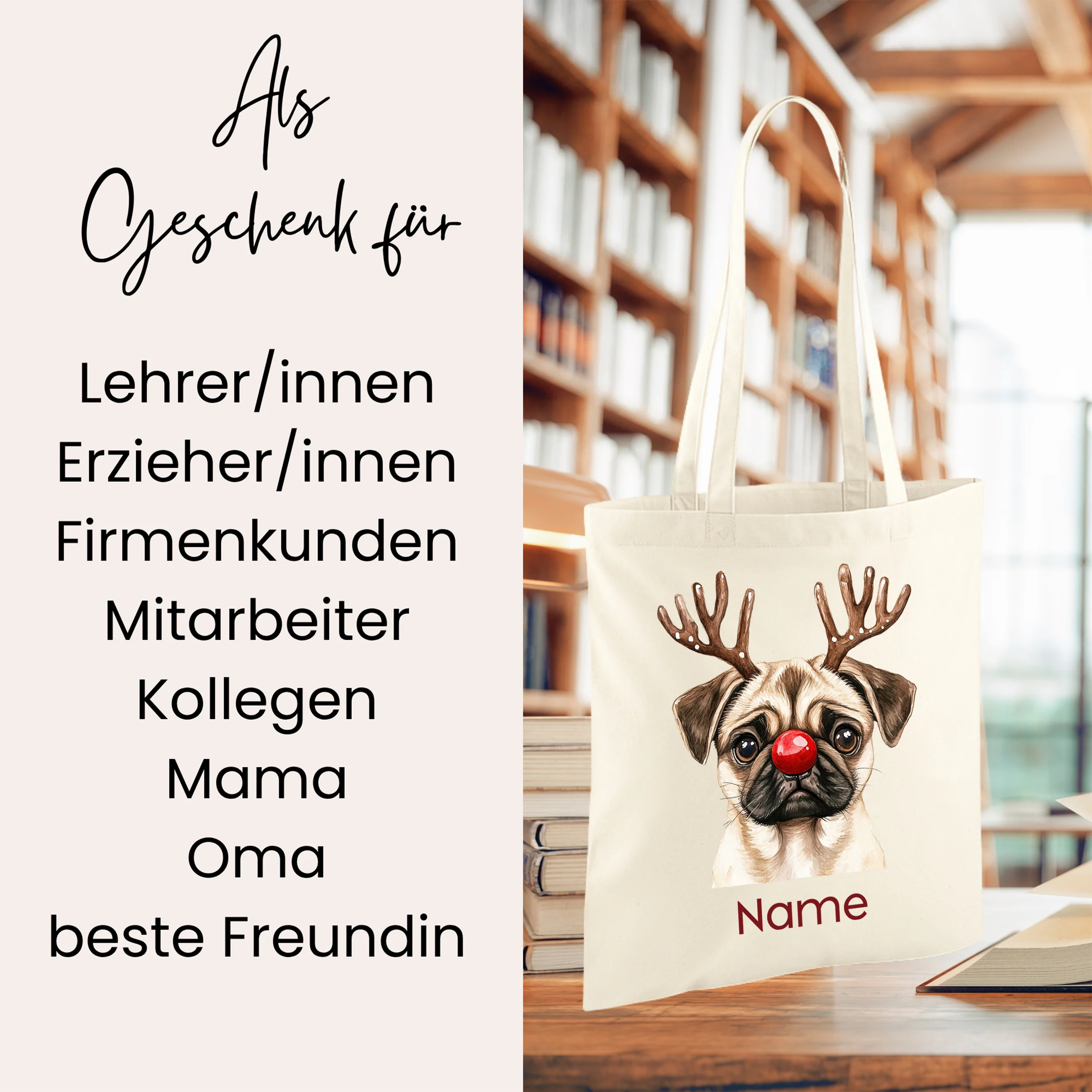 Einkaufstasche Hund mit Rentiergeweih - Freude beim Einkaufen - Image 2