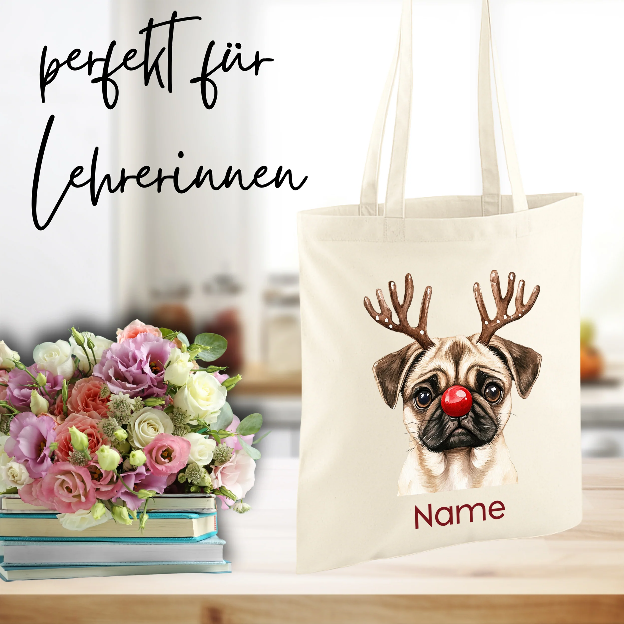 Einkaufstasche Hund mit Rentiergeweih - Freude beim Einkaufen - Image 3