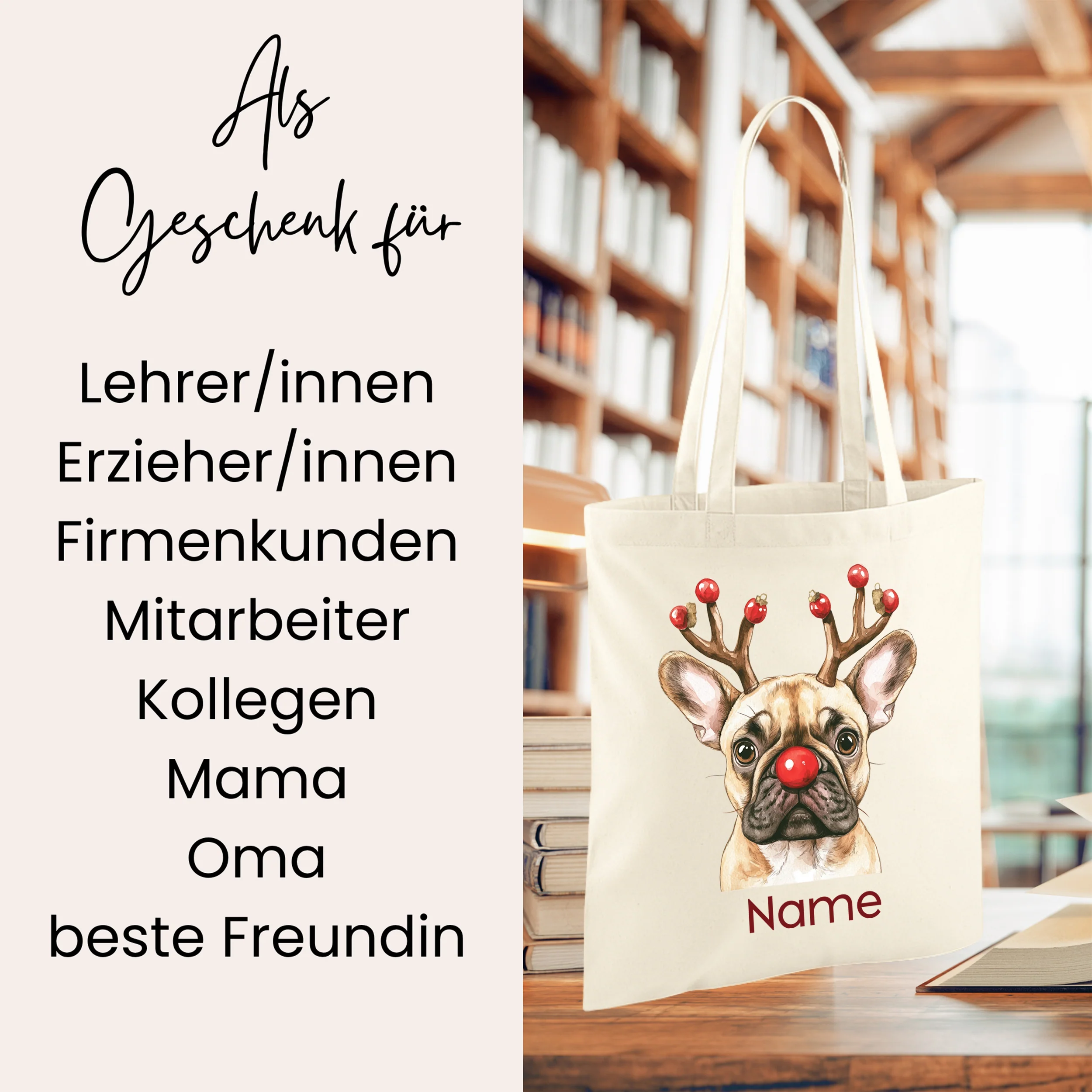 Einkaufstasche mit Weihnachtsfranzösischem Bulldoggen - Image 2