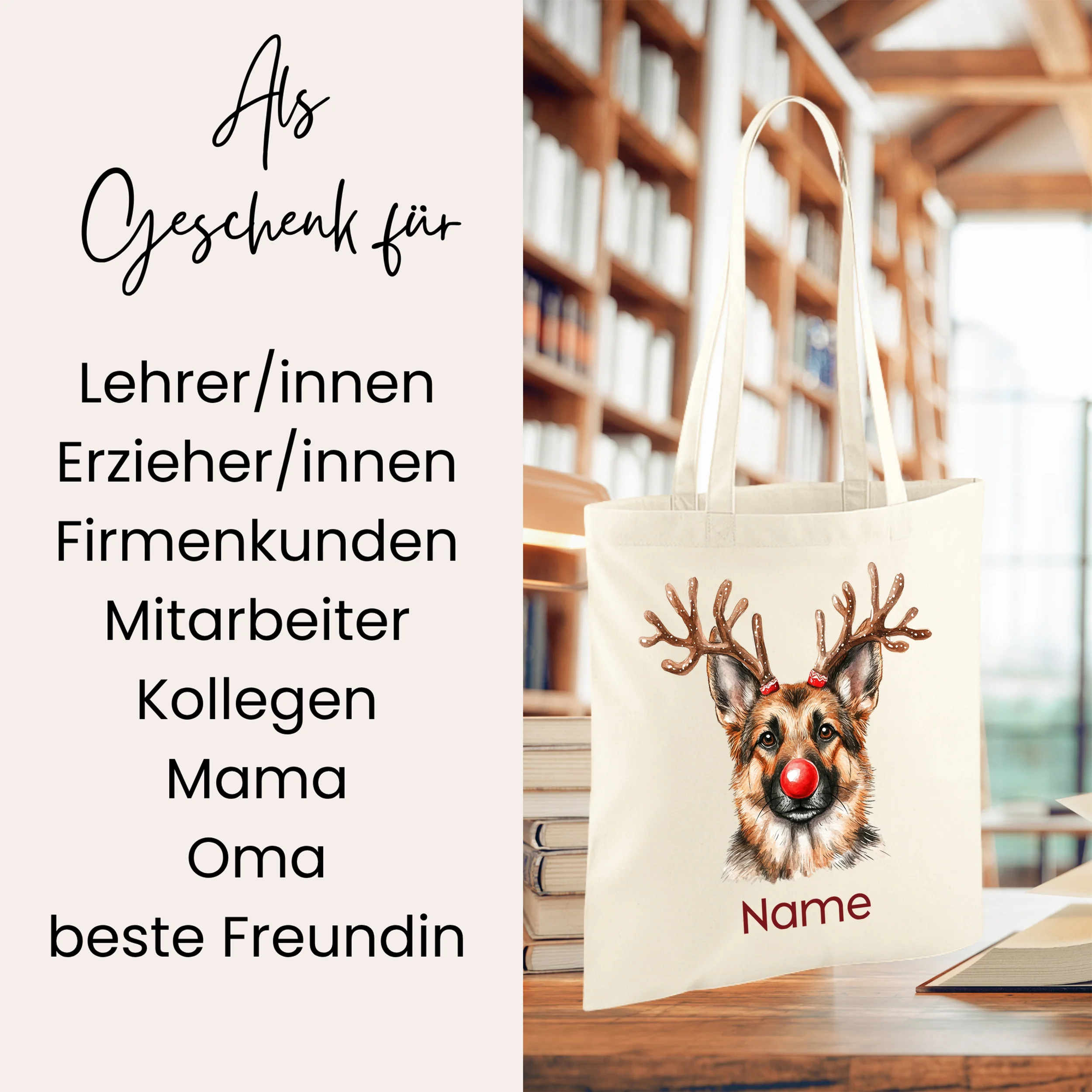 Einkaufstasche Schäferhund- Dein treuer Begleiter für Weihnachtsfreude - Image 2