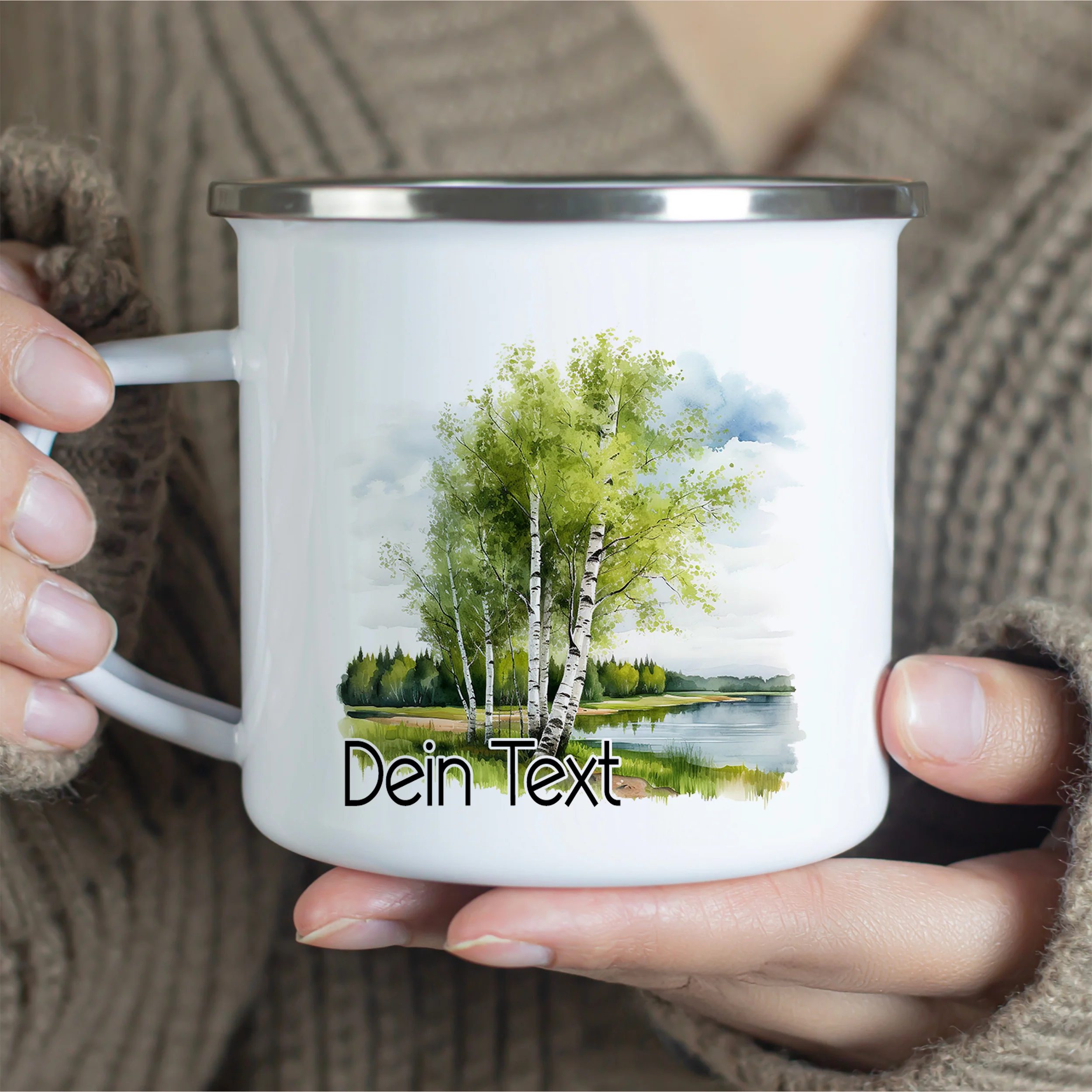 Emaille Becher mit Birkenmotiv - Image 2