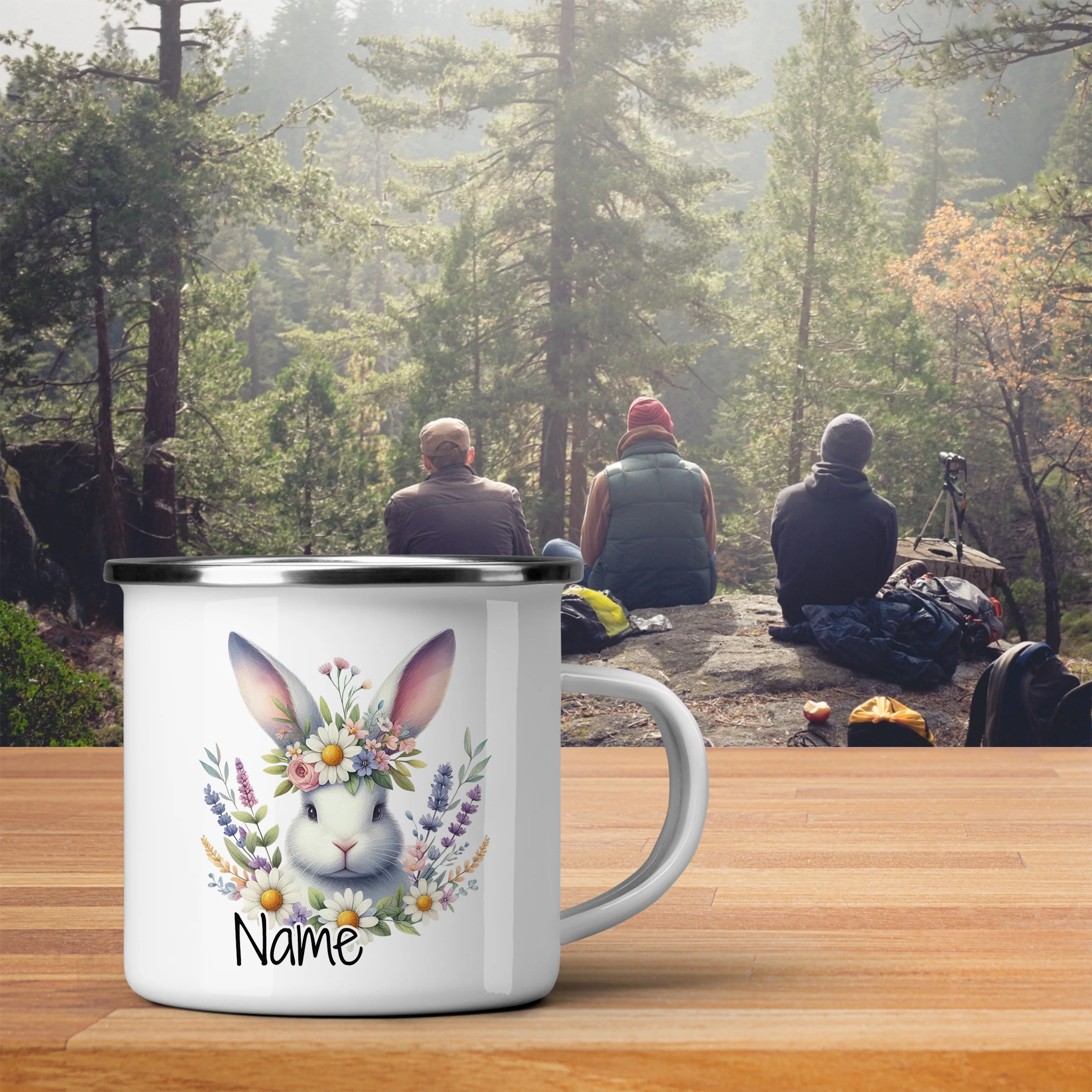 Emaille Becher mit Hasenmotiv - Image 3