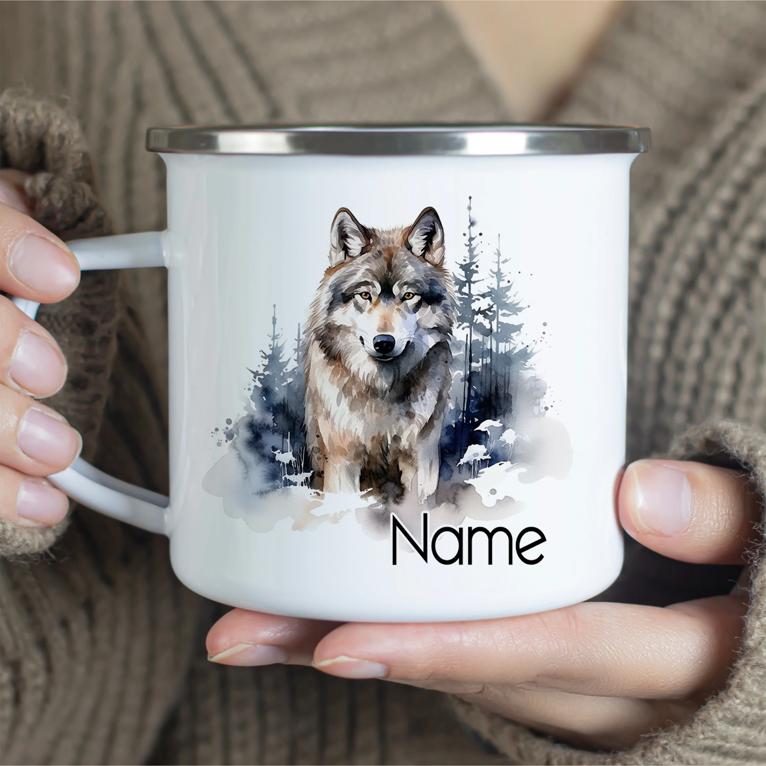 Emaille Becher Wolf - Image 2
