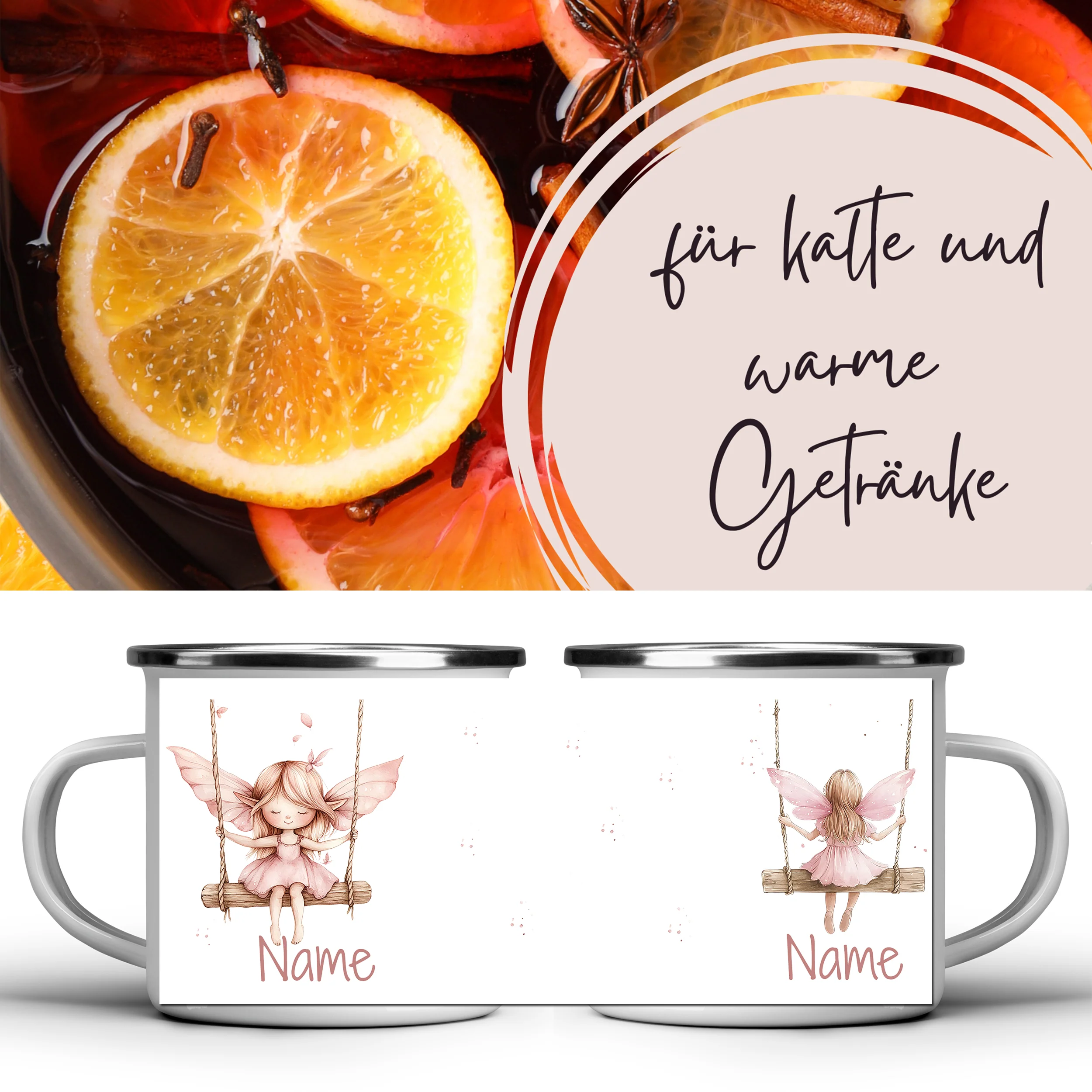 Emaille Tasse Feen-Motiv - Image 5