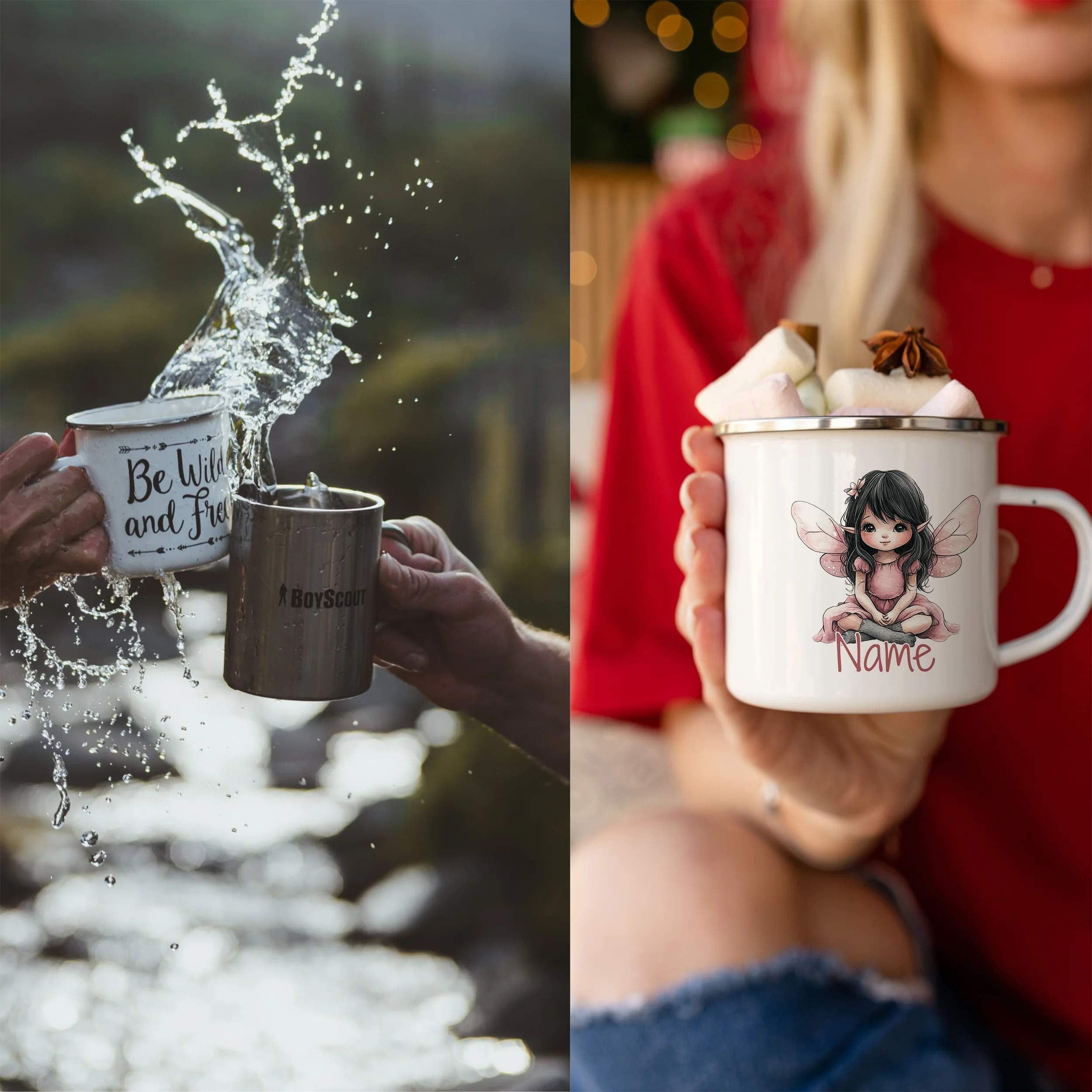 Emaille Tasse Feen-Motiv - Image 4