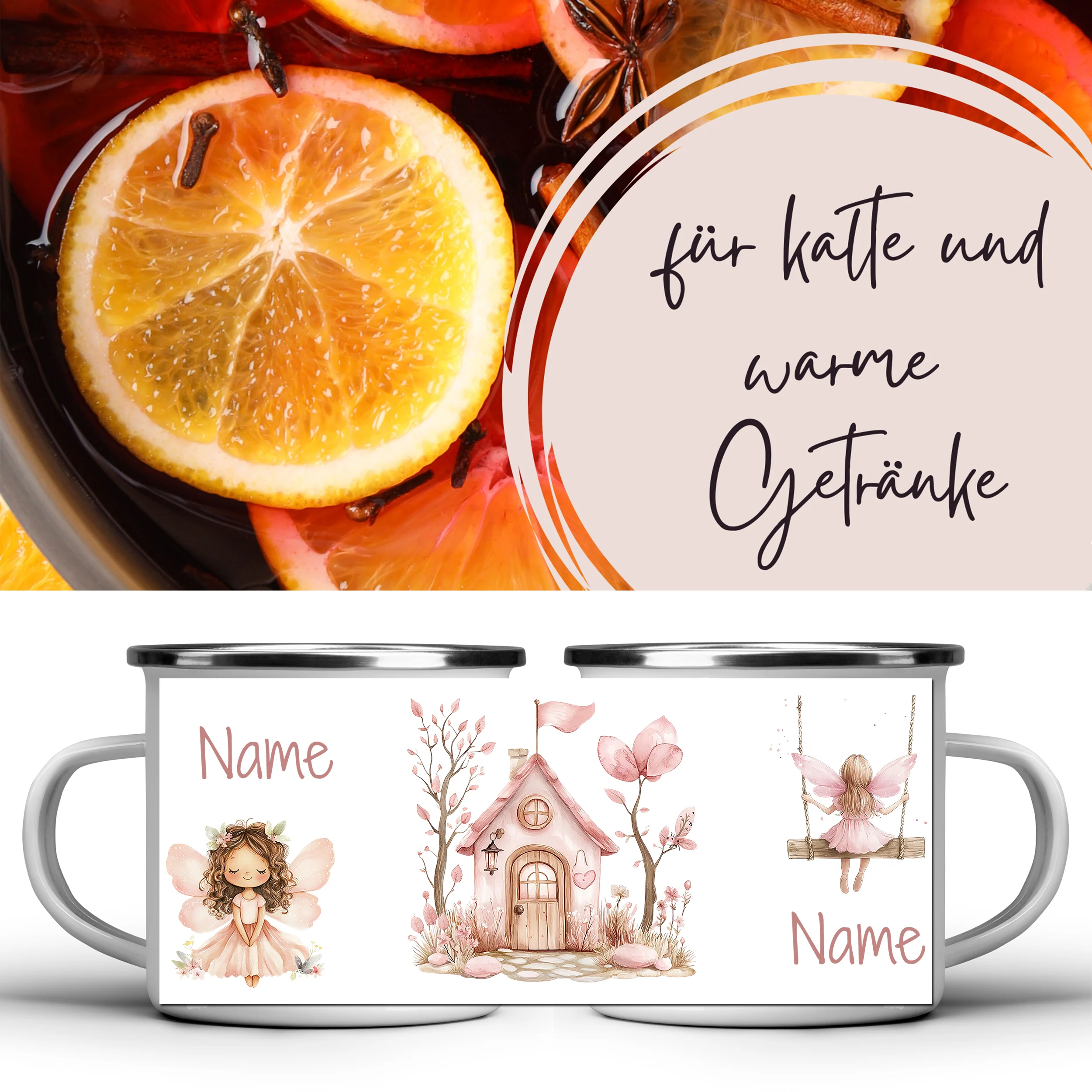Emaille Tasse Feen-Motiv - Image 5