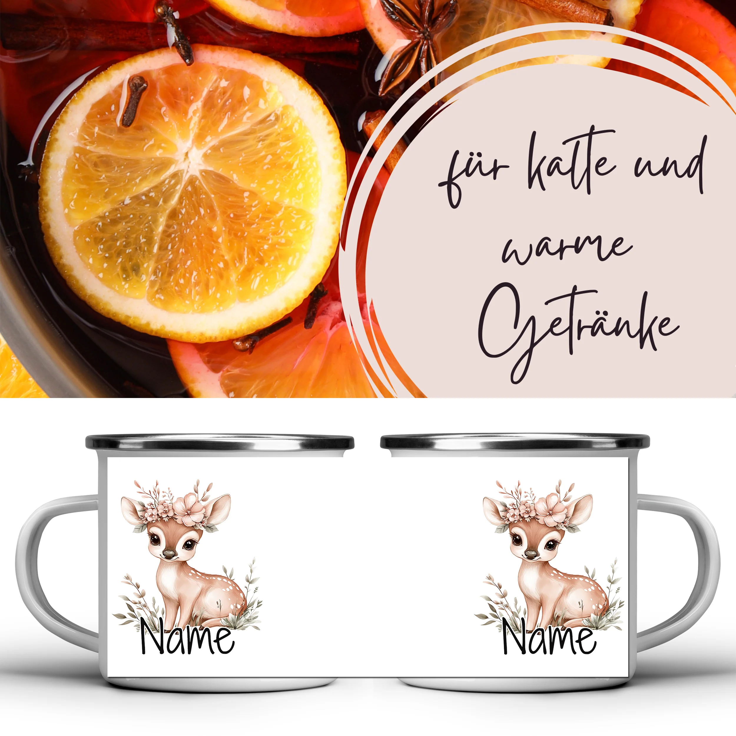 Emaille Tasse Reh - Image 5