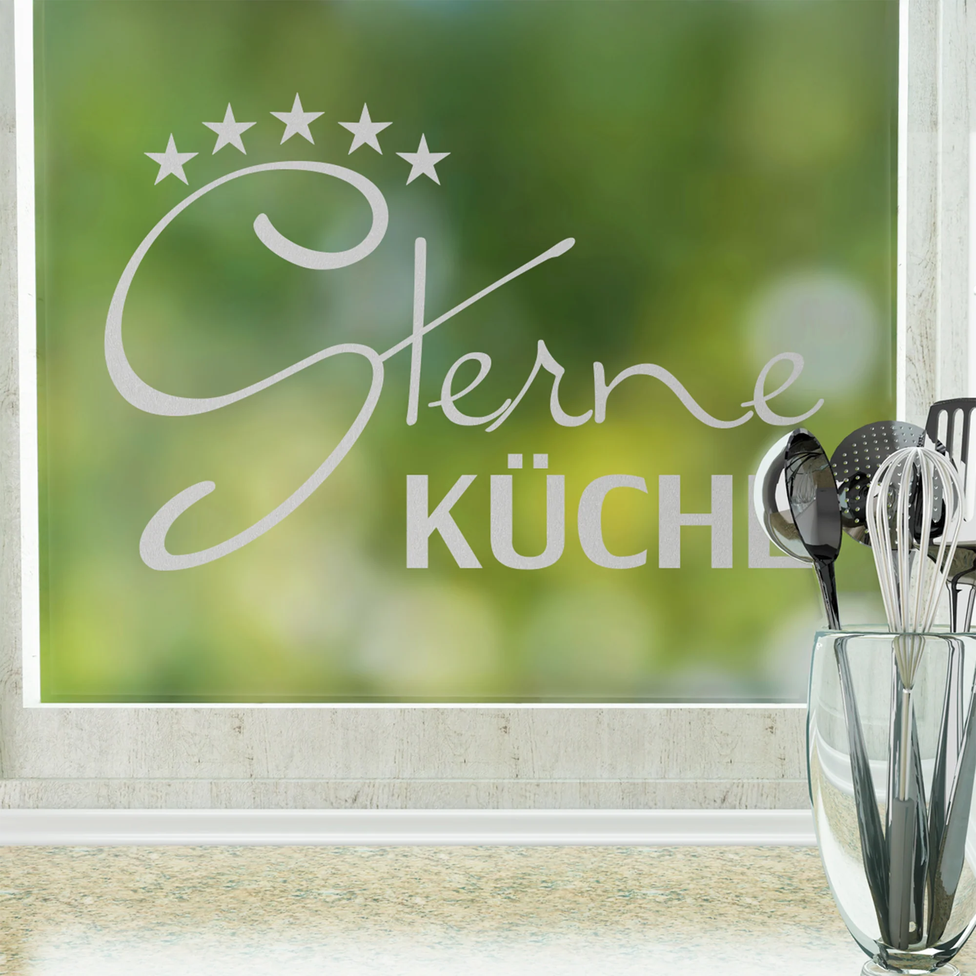 Fensterfolie Glastür Sterne Küche - Image 3