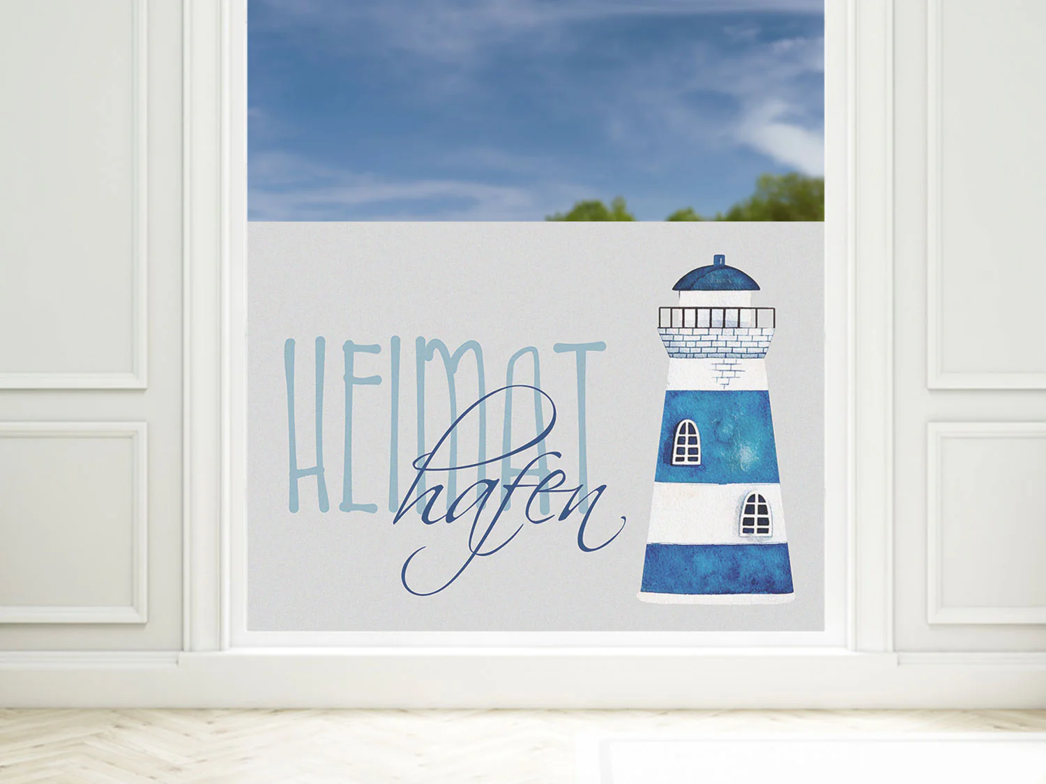Fensterfolie Leuchtturm mit Spruch „Heimathafen“ - Image 7