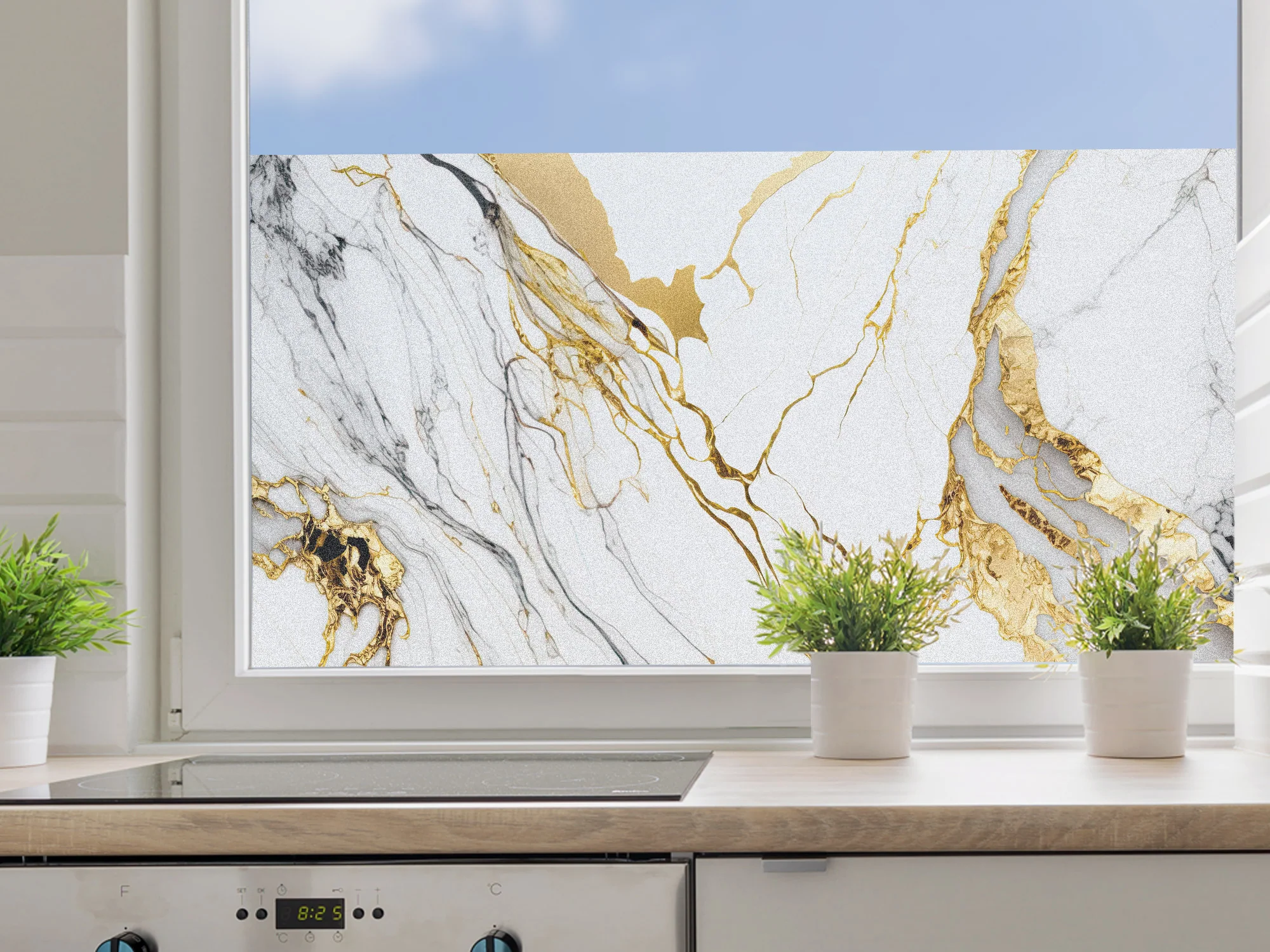 Fensterfolie Marmor mit Gold-Details - Image 5