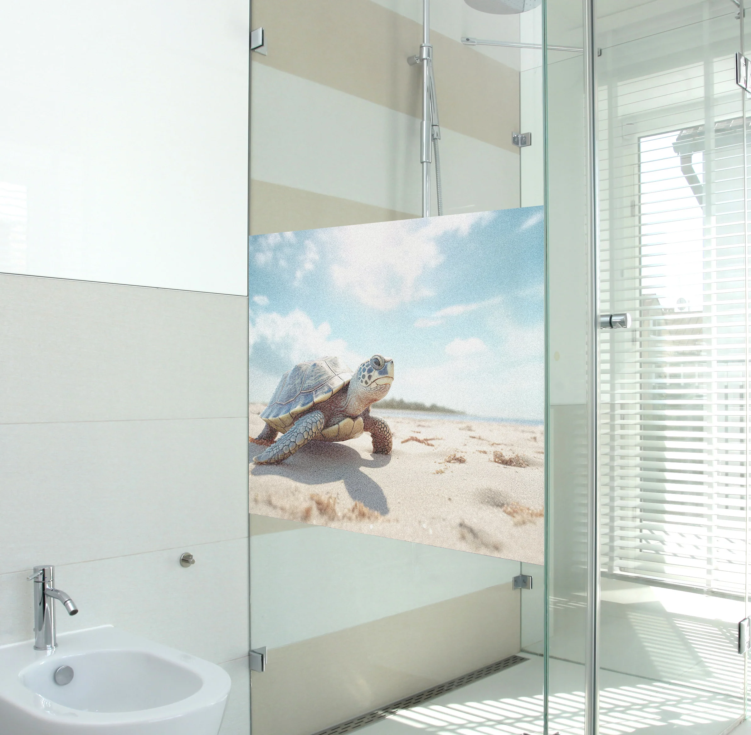 Fensterfolie mit Schildkröte am Strand - Image 3