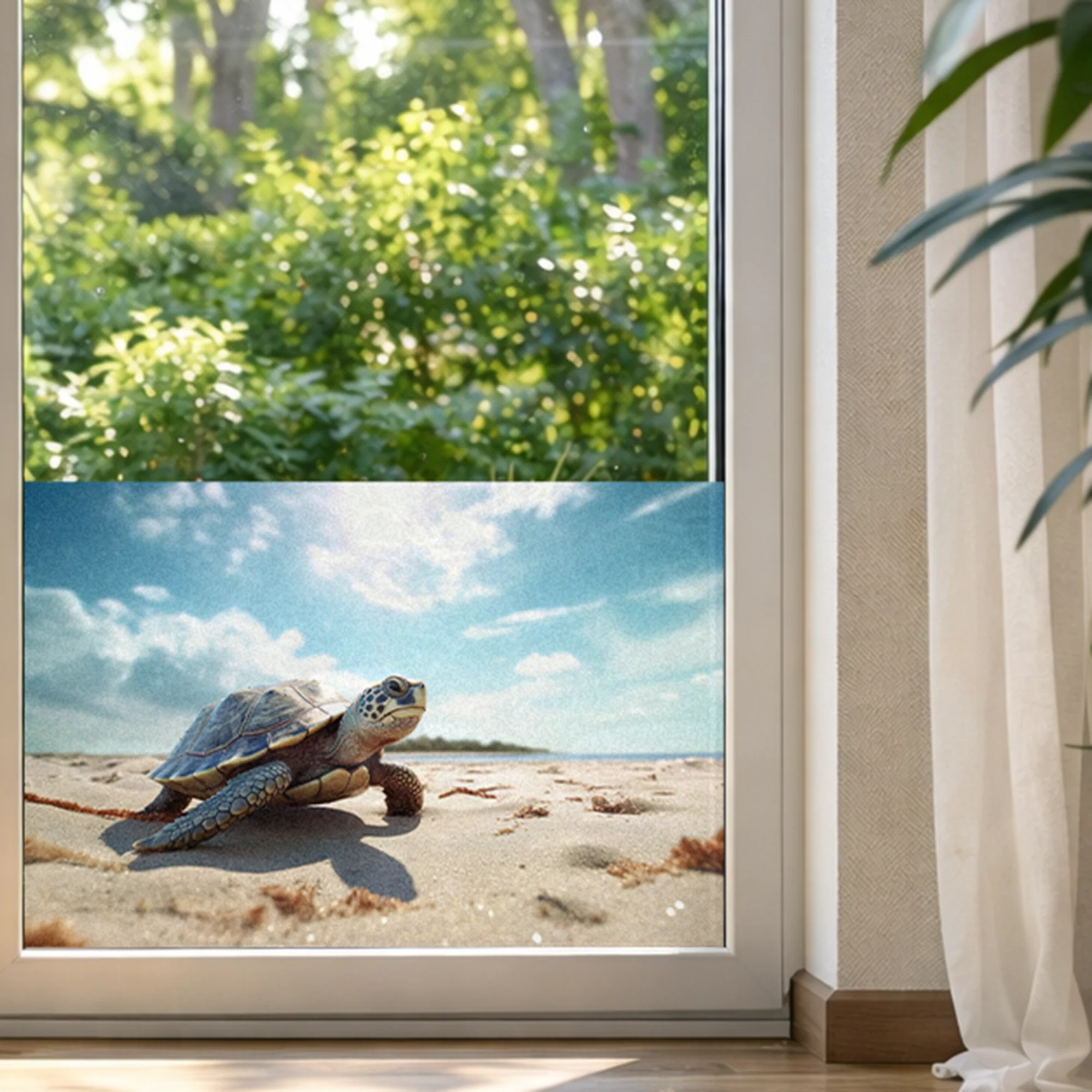 Fensterfolie mit Schildkröte am Strand - Image 4