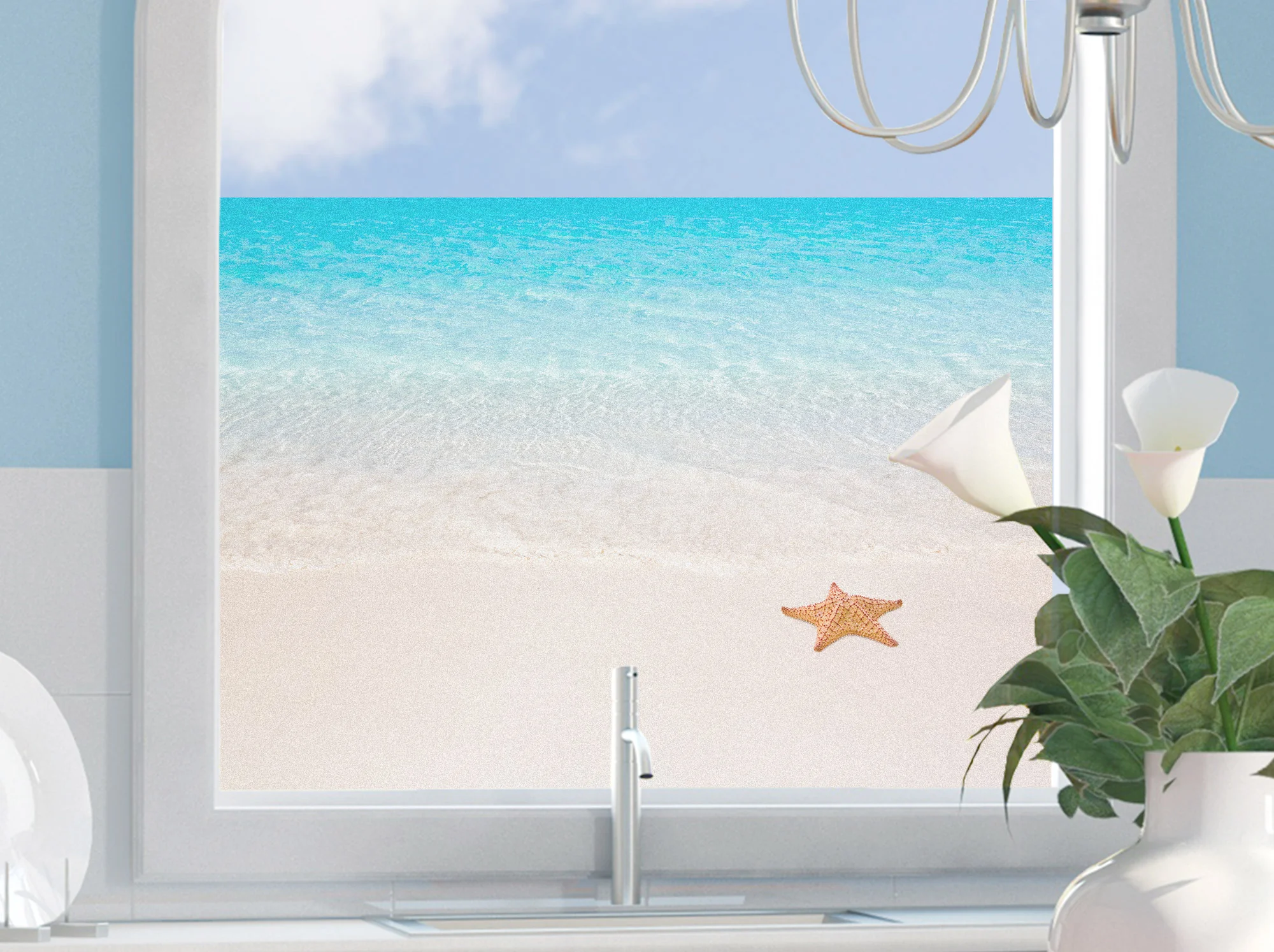 Fensterfolie Strand mit Seestern - Image 5