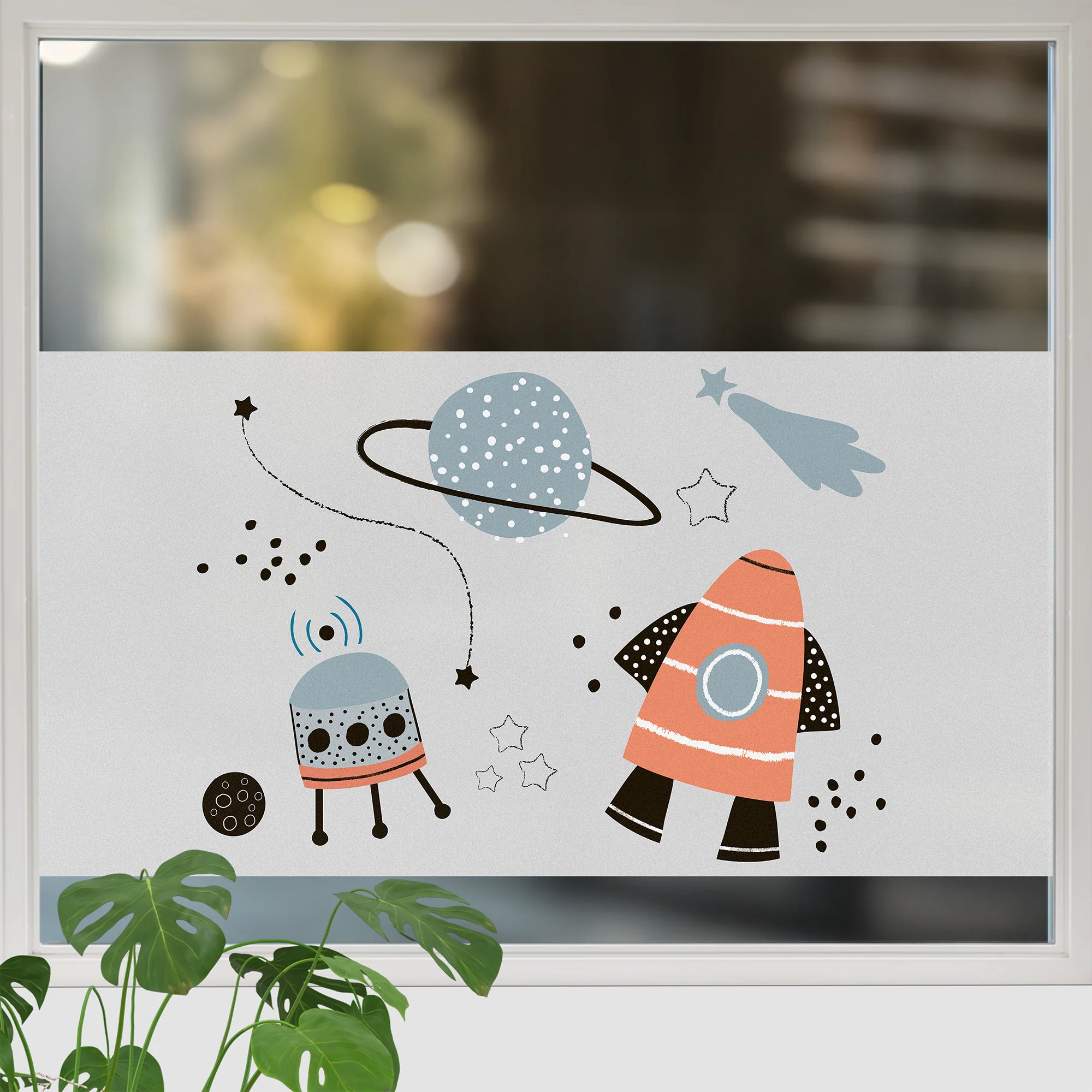 Fensterfolie Weltall mit Rakete - Image 3