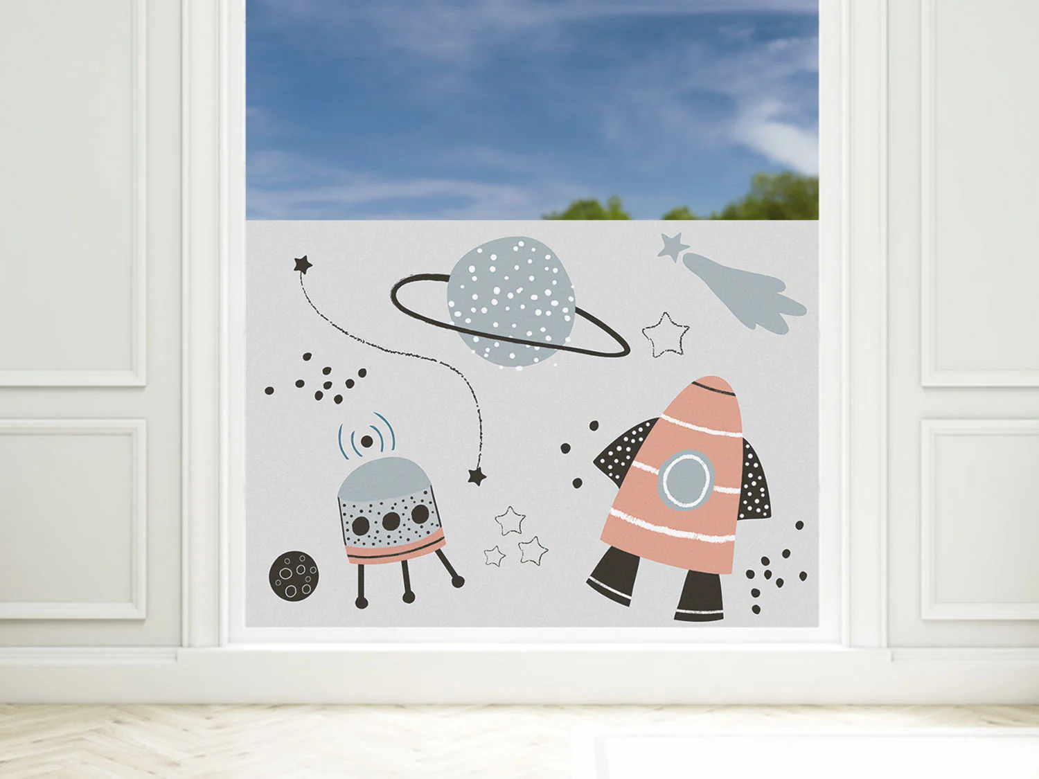 Fensterfolie Weltall mit Rakete - Image 5