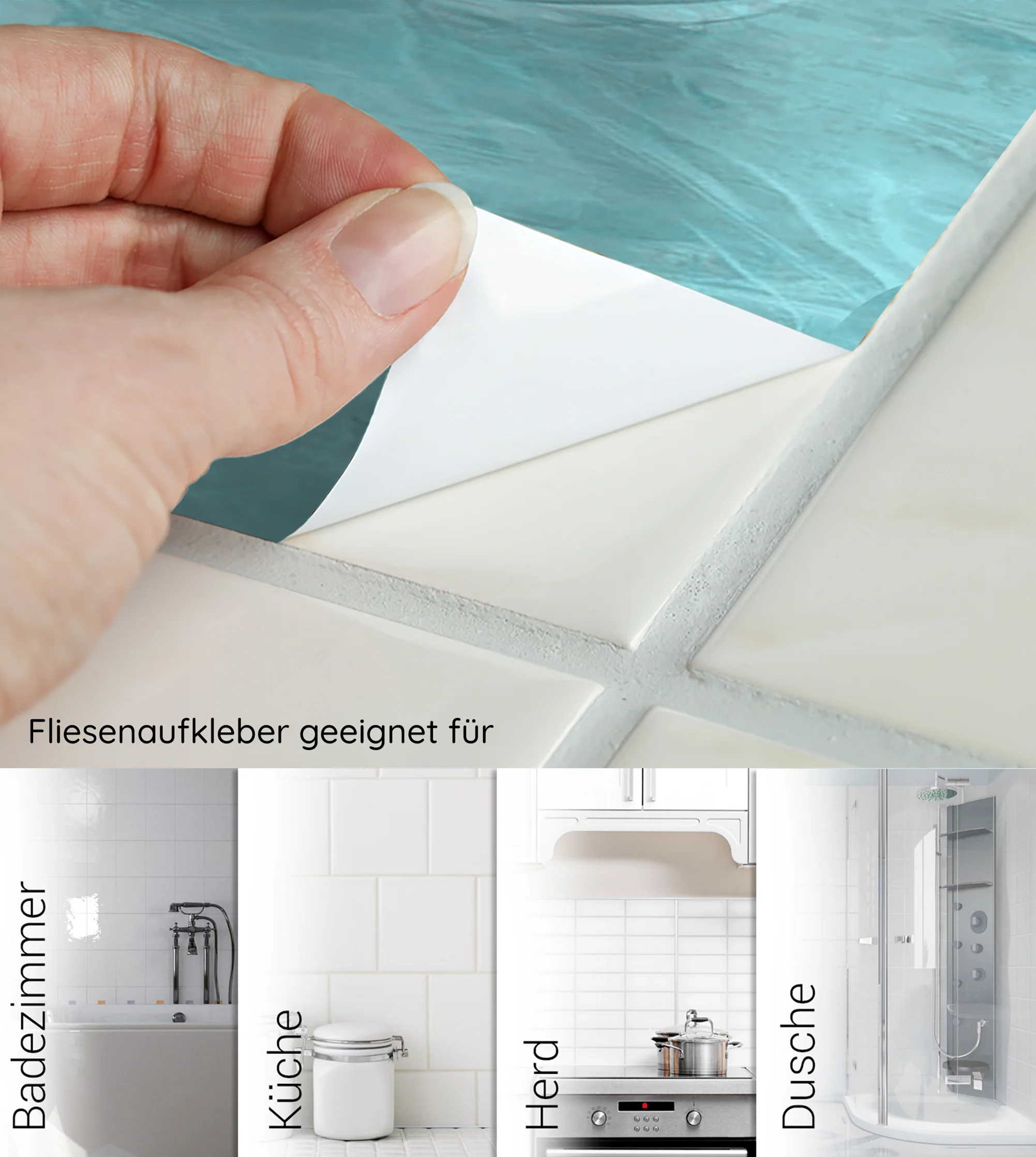 Fliesenaufkleber in Türkis mit Streifen - Image 6