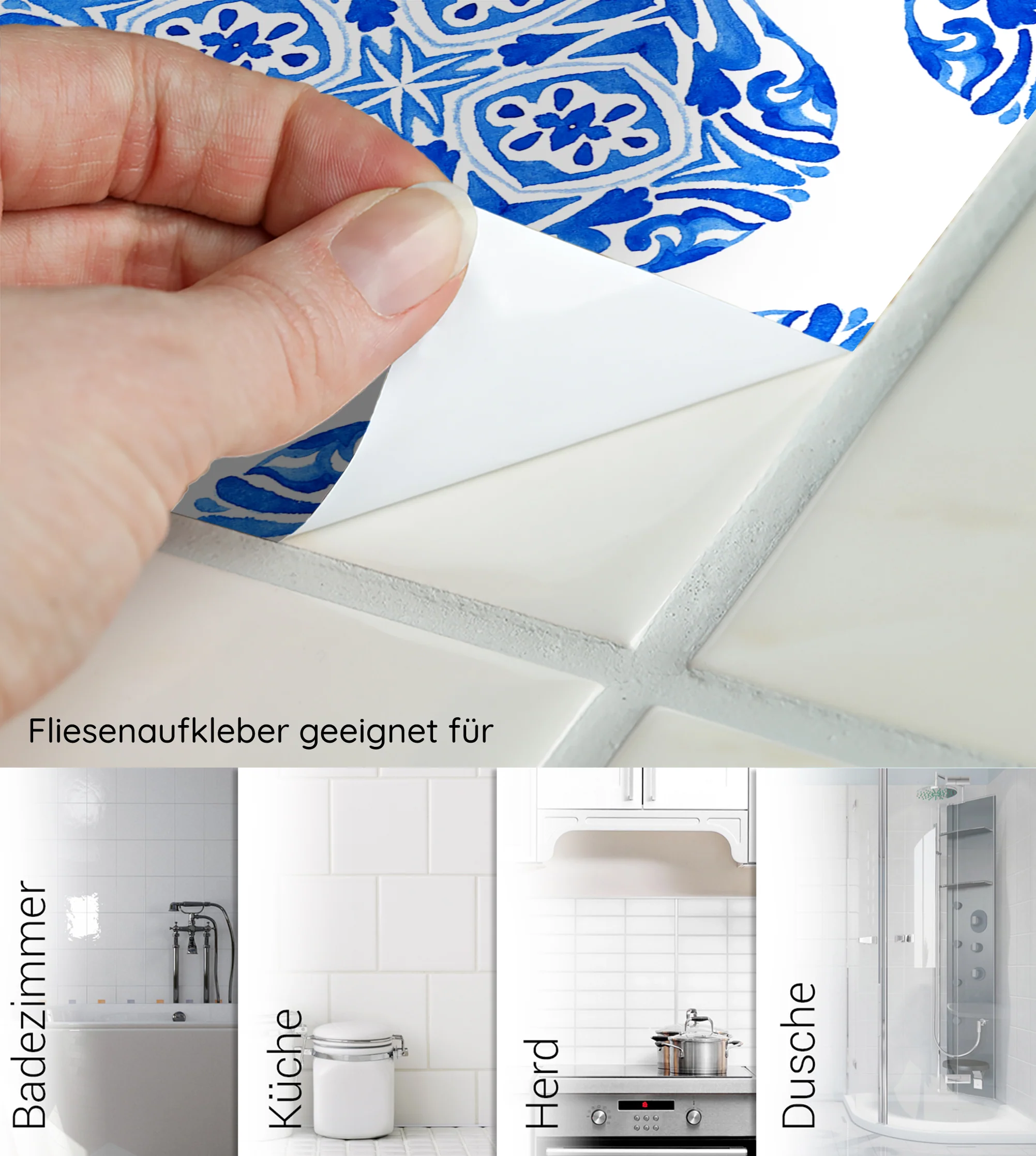 Fliesenaufkleber mit blauem Muster 30 Stück - Image 4