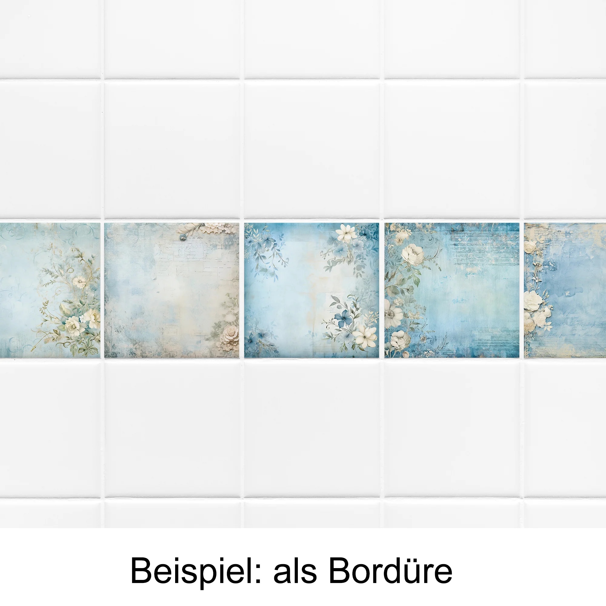 Fliesenaufkleber mit blauen Blumen - Image 4