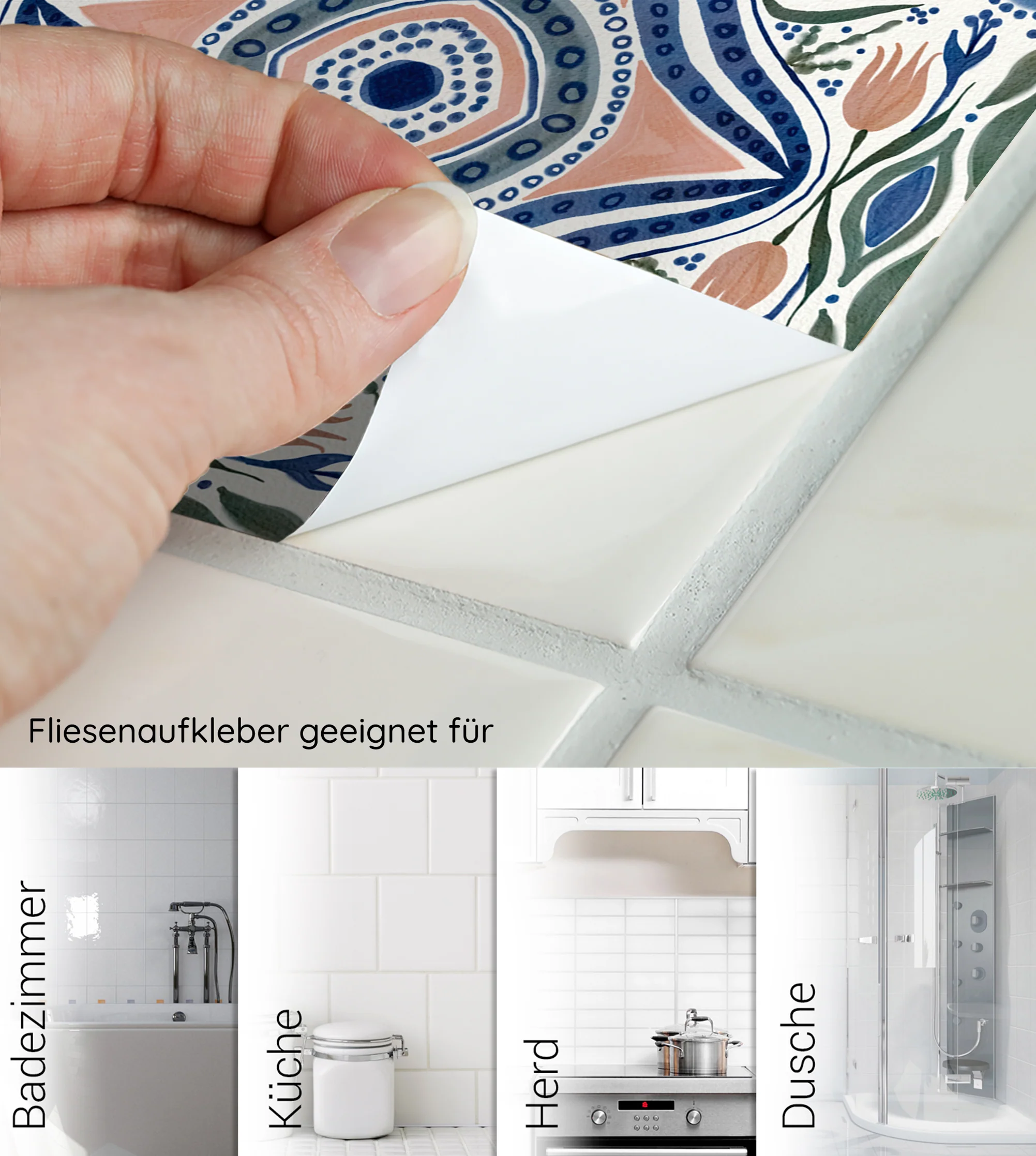 Fliesenaufkleber mit floralem Muster 30 Stück - Image 4