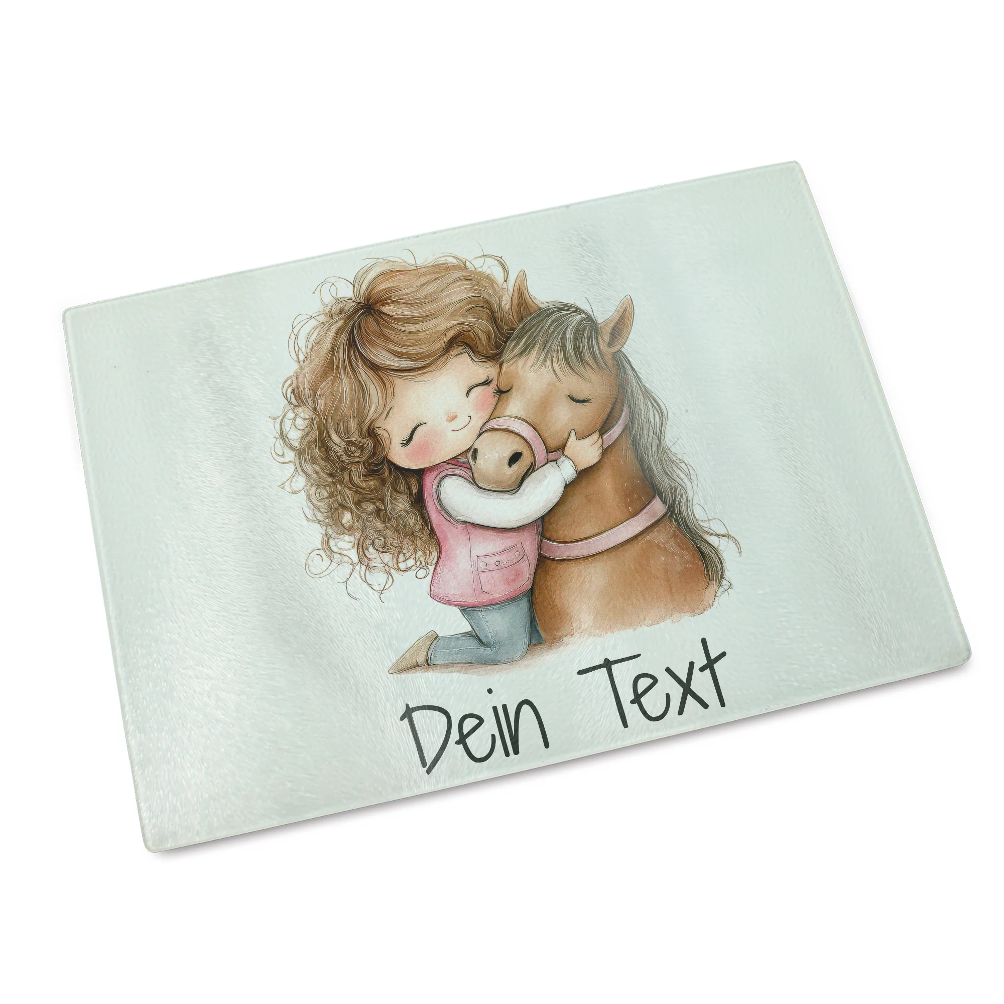 Frühstücksbrettchen Glas mit Mädchen und Pferd