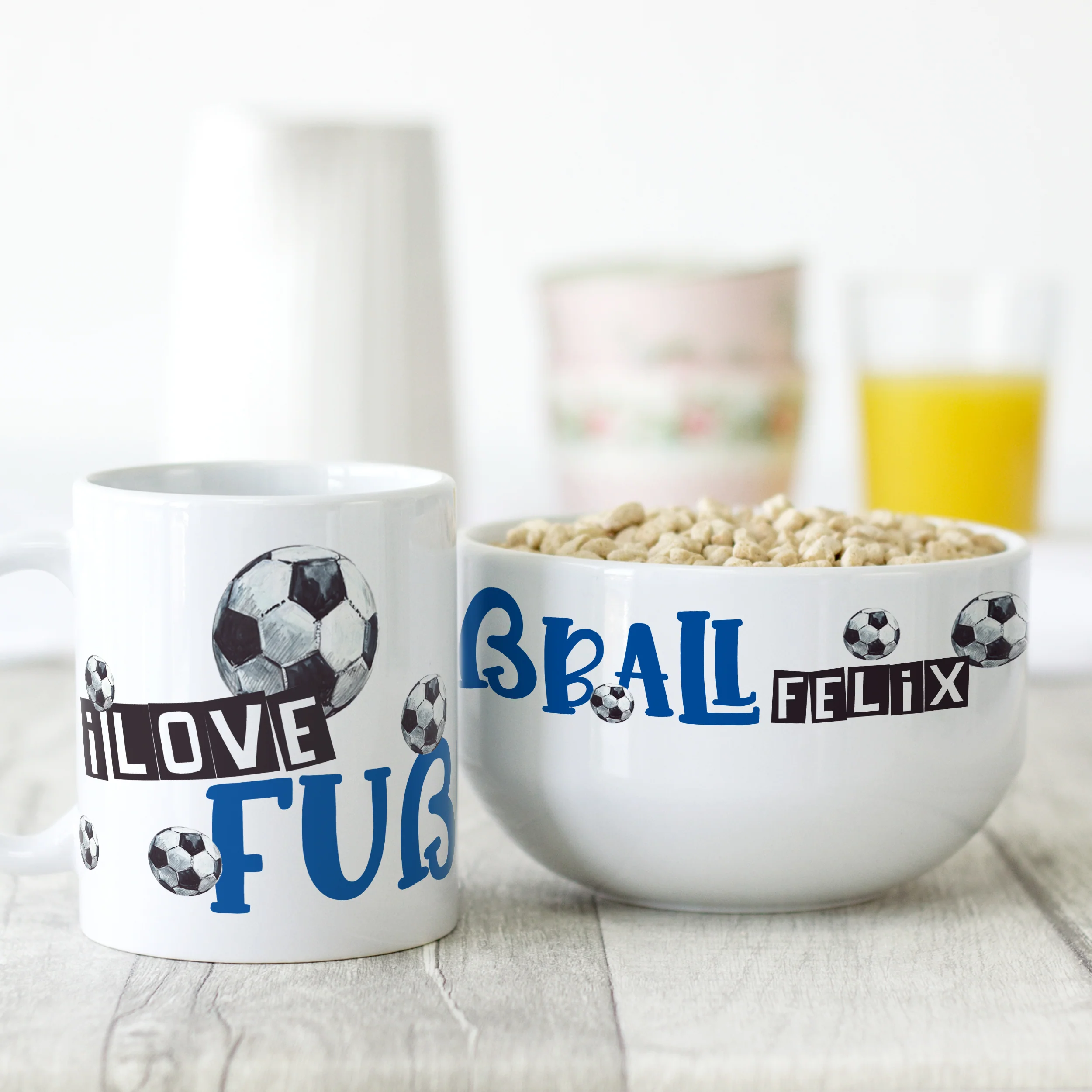 Frühstücksset Müslischale mit Tasse - Für kleine Fußballfans - Image 2