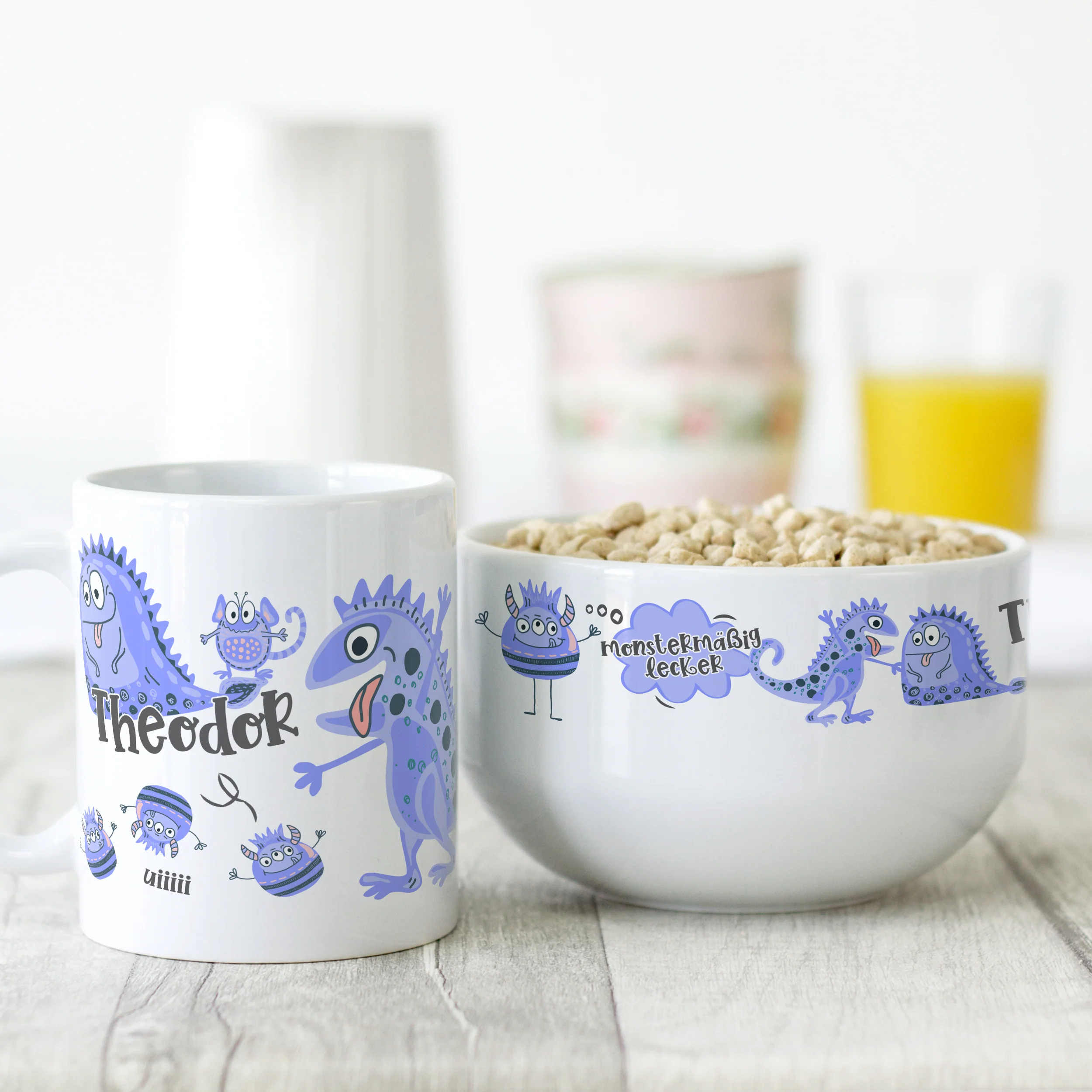 Frühstücksset Müslischale mit Tasse Monster - Image 2