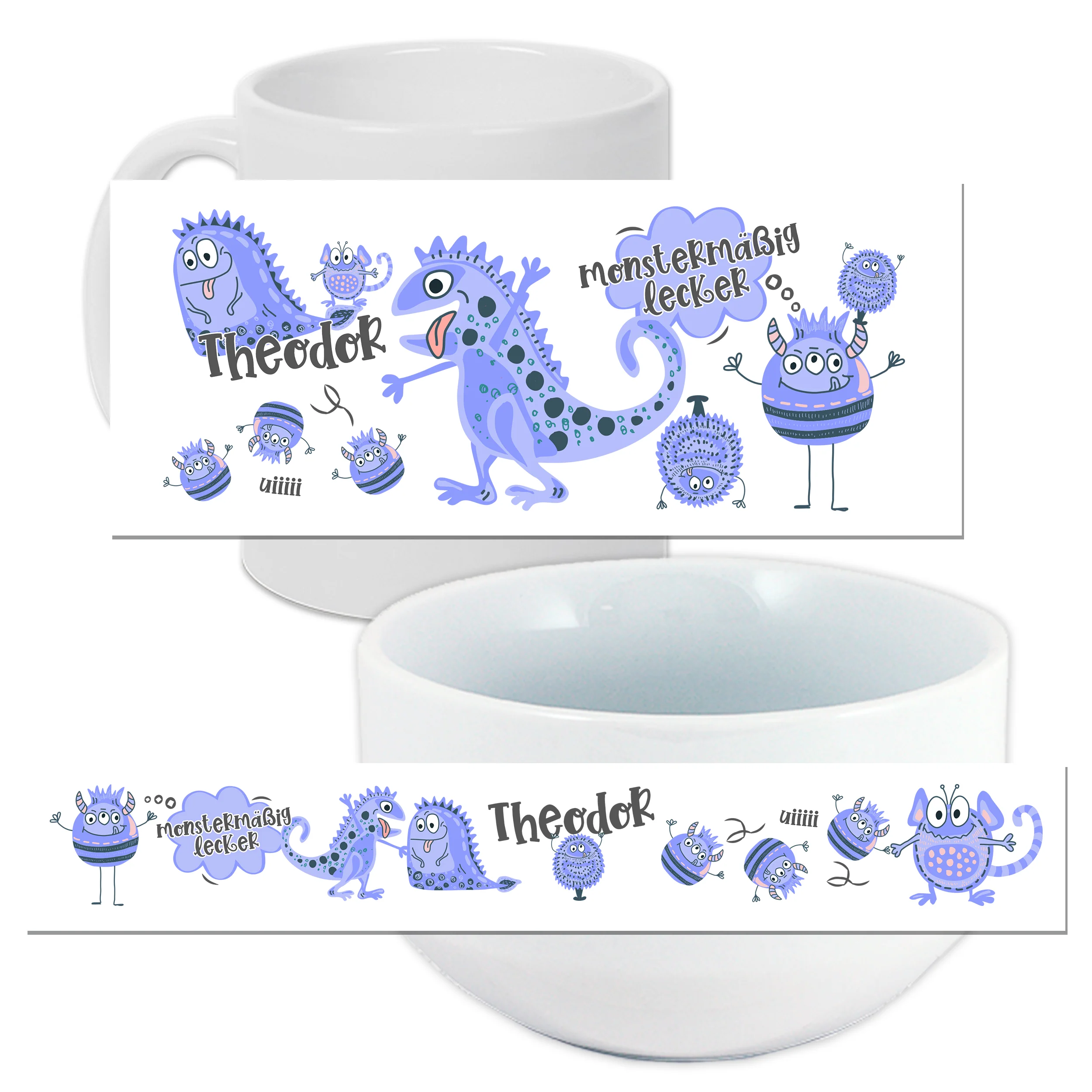 Frühstücksset Müslischale mit Tasse Monster - Image 3